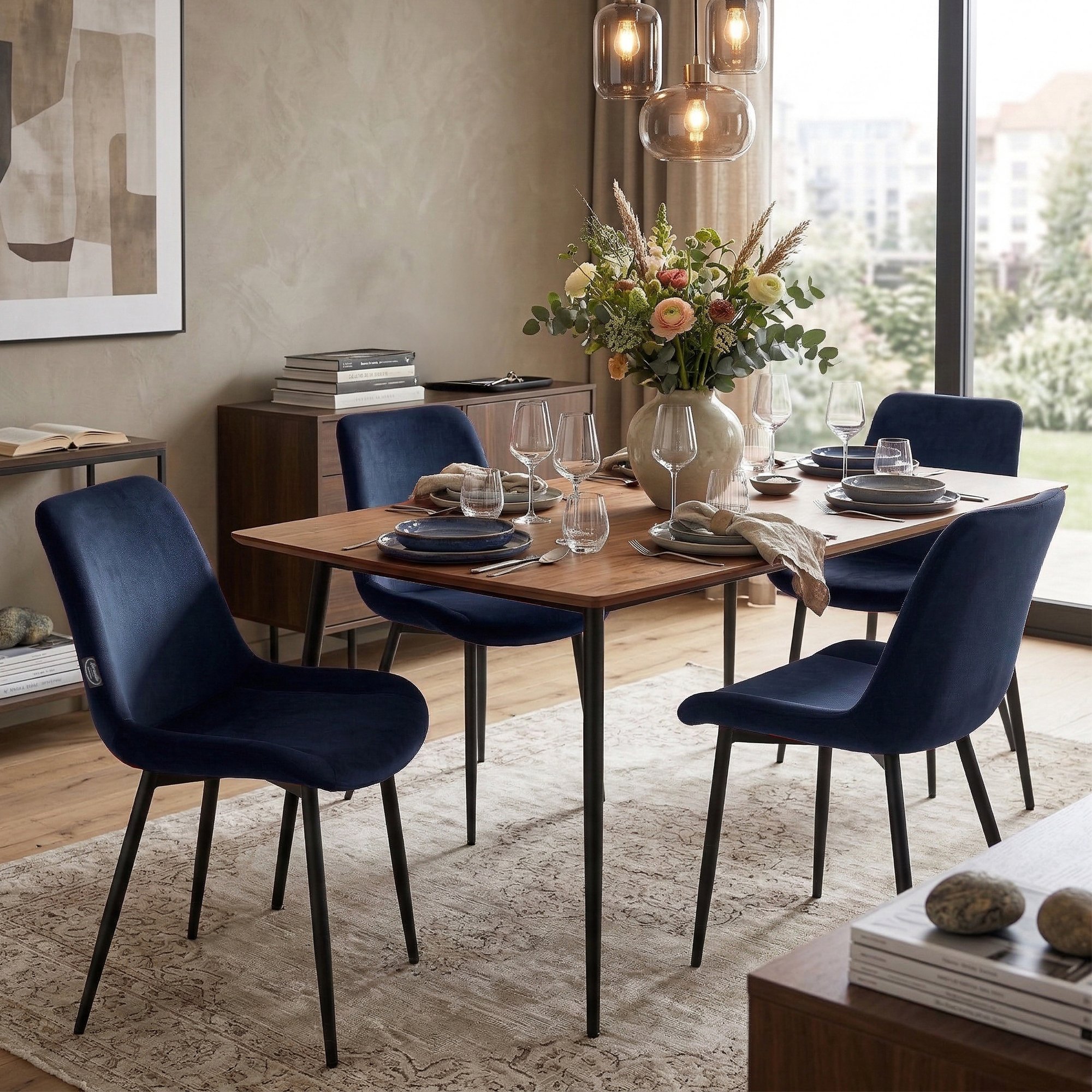Set van 2 eetkamerstoelen Victoria fluweel