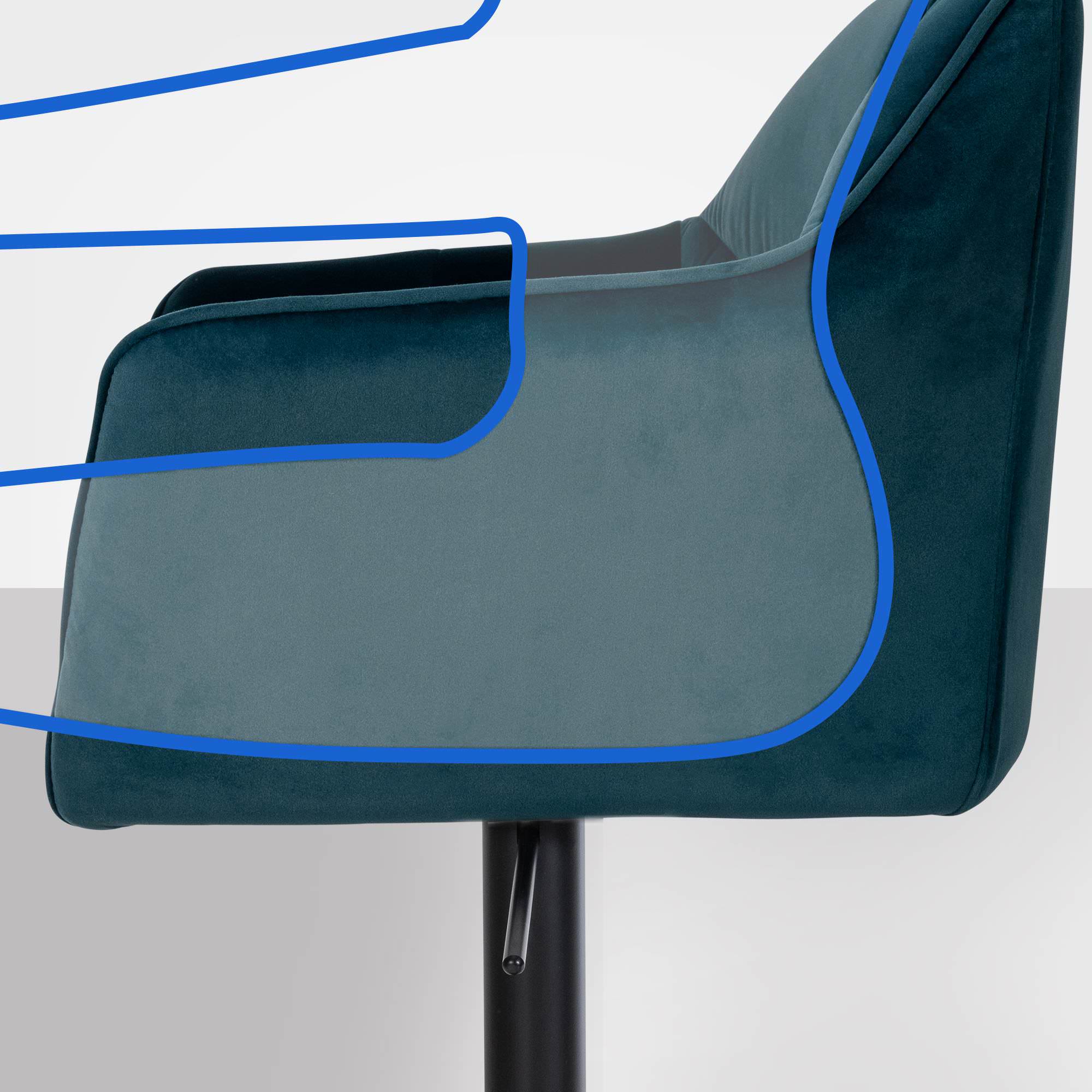 Set van 2 barkrukken Damaso met fluwelen bekleding