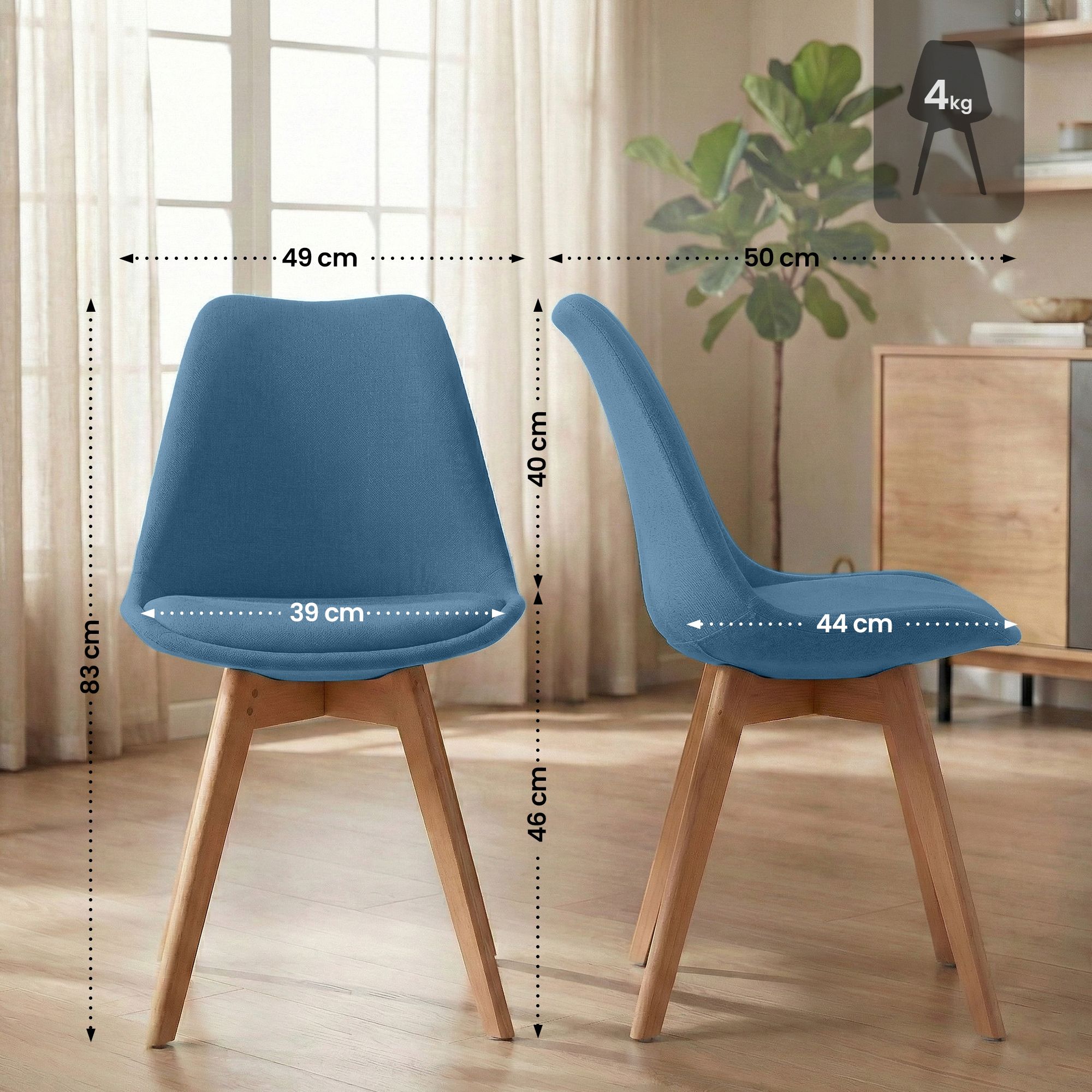 4-delige set Linares eetkamerstoelen