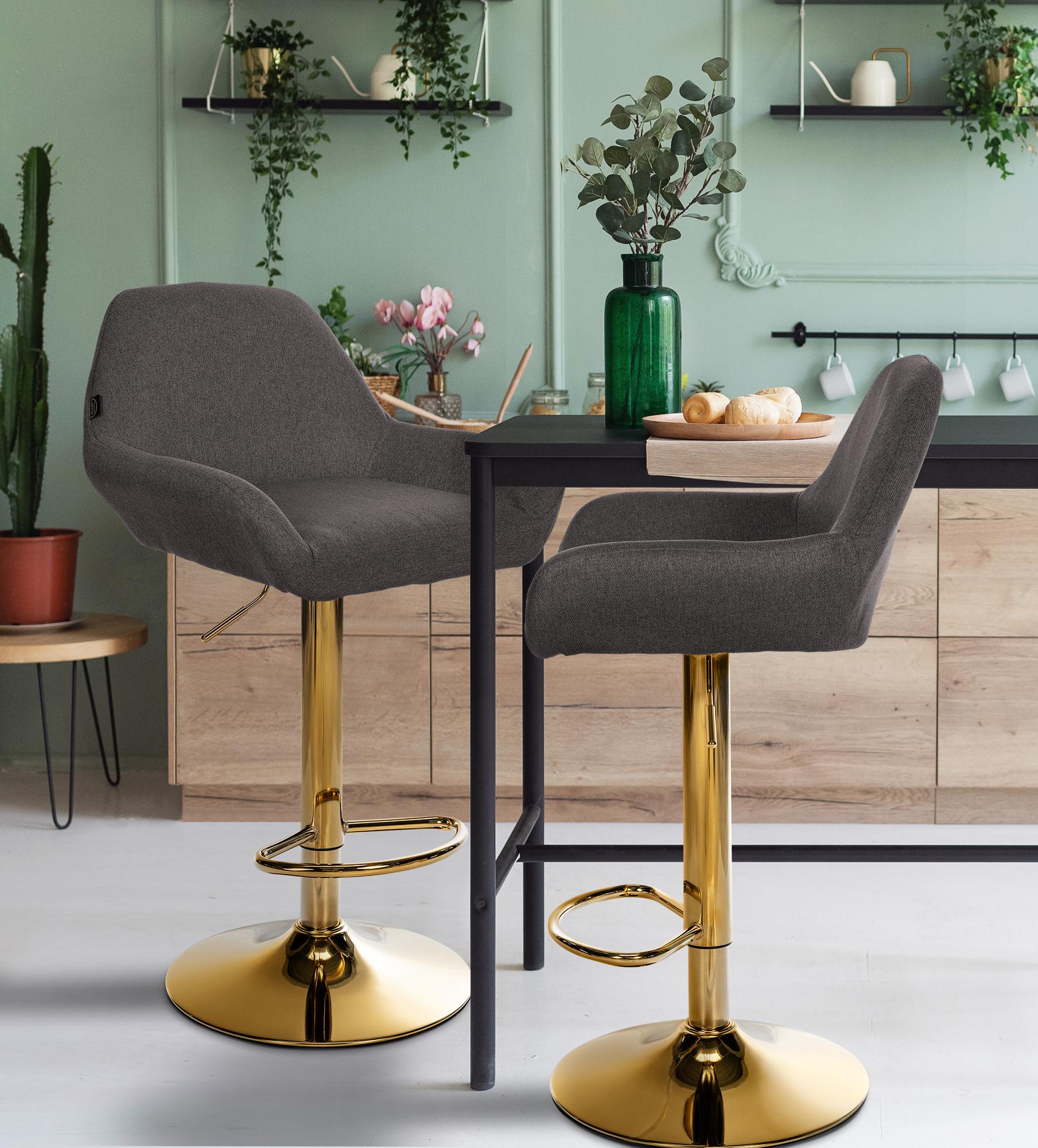 Set van 2 barkrukken Braga Gold stof
