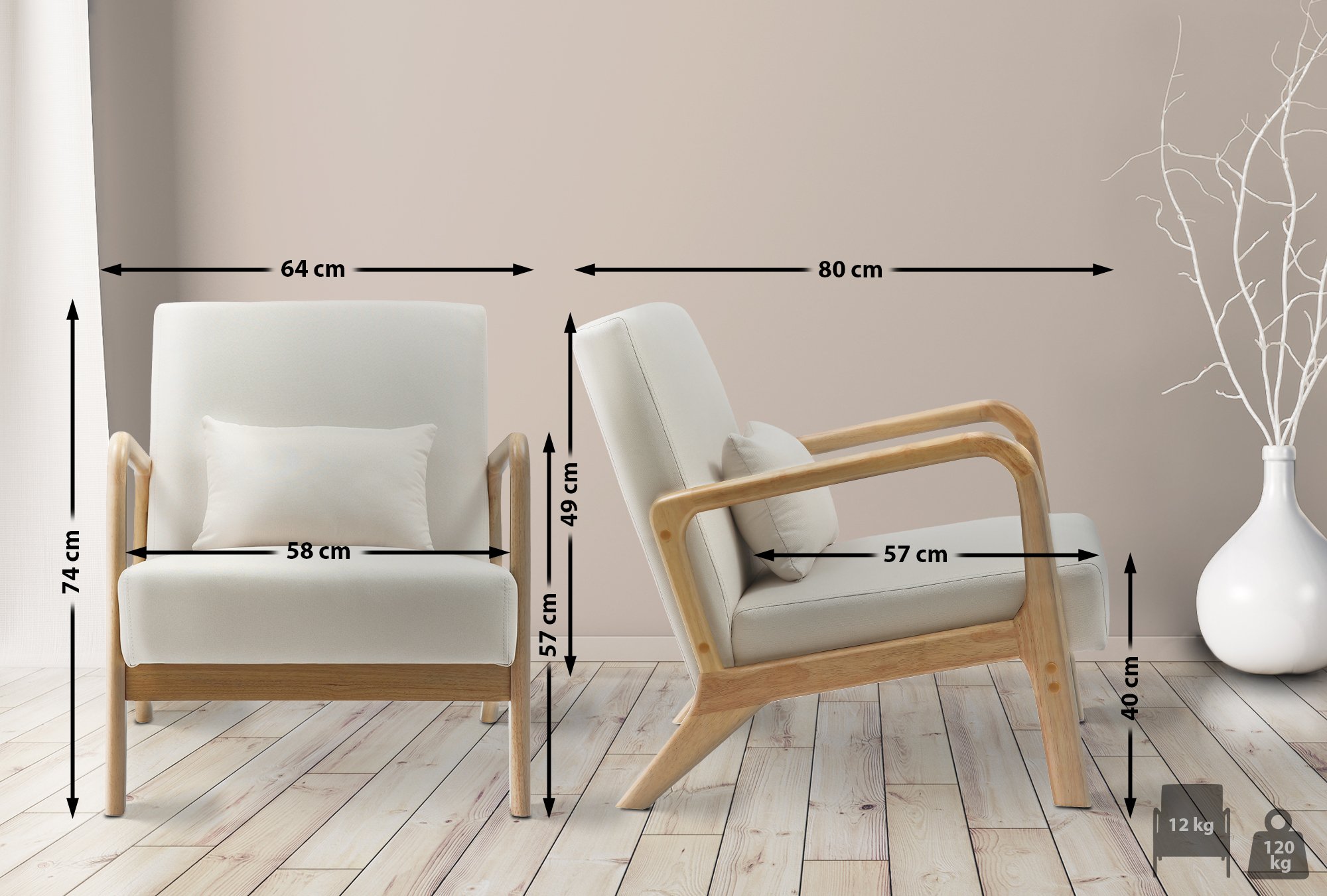 Fauteuil Hibbing stof