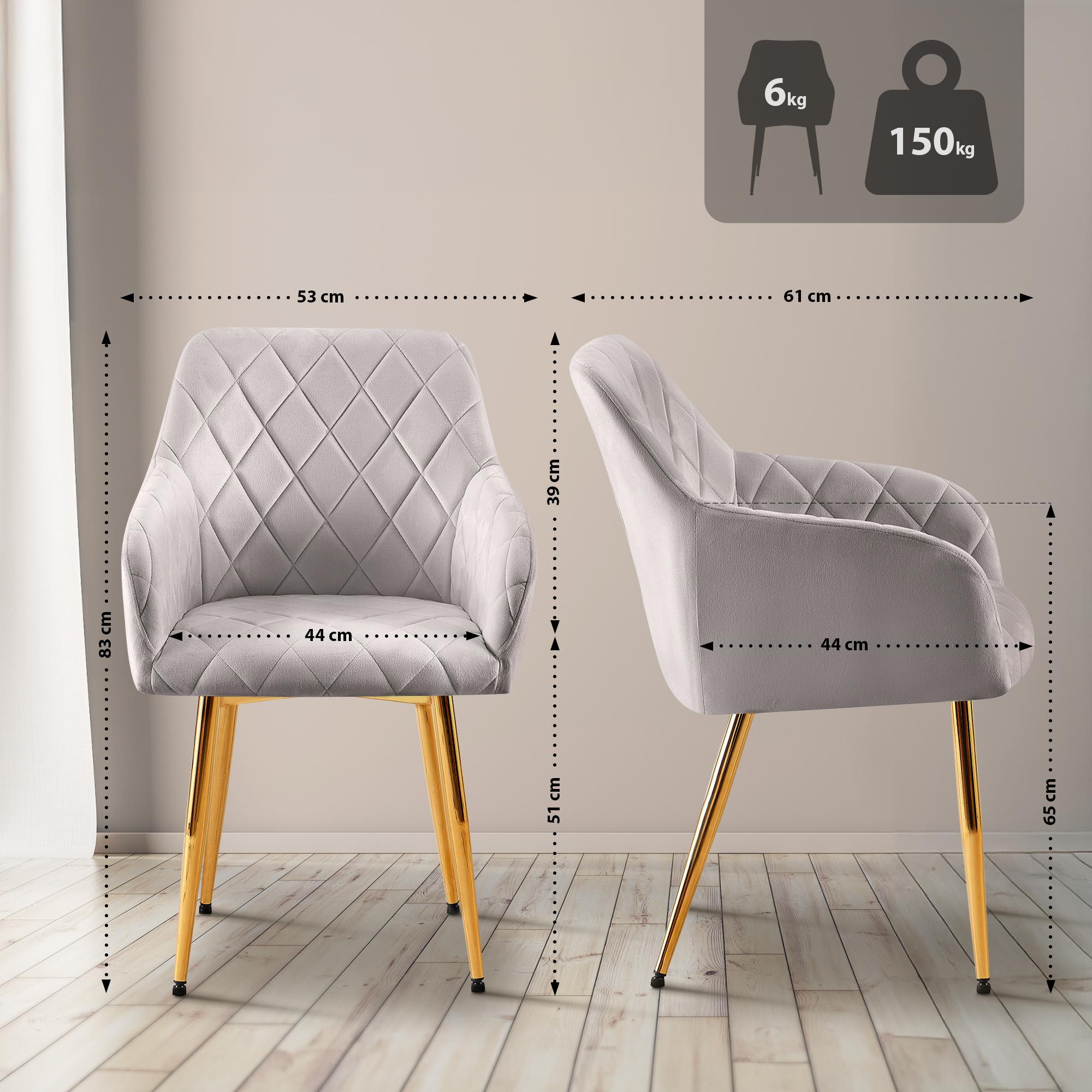 Set van 2 eetkamerstoelen Monett fluweel