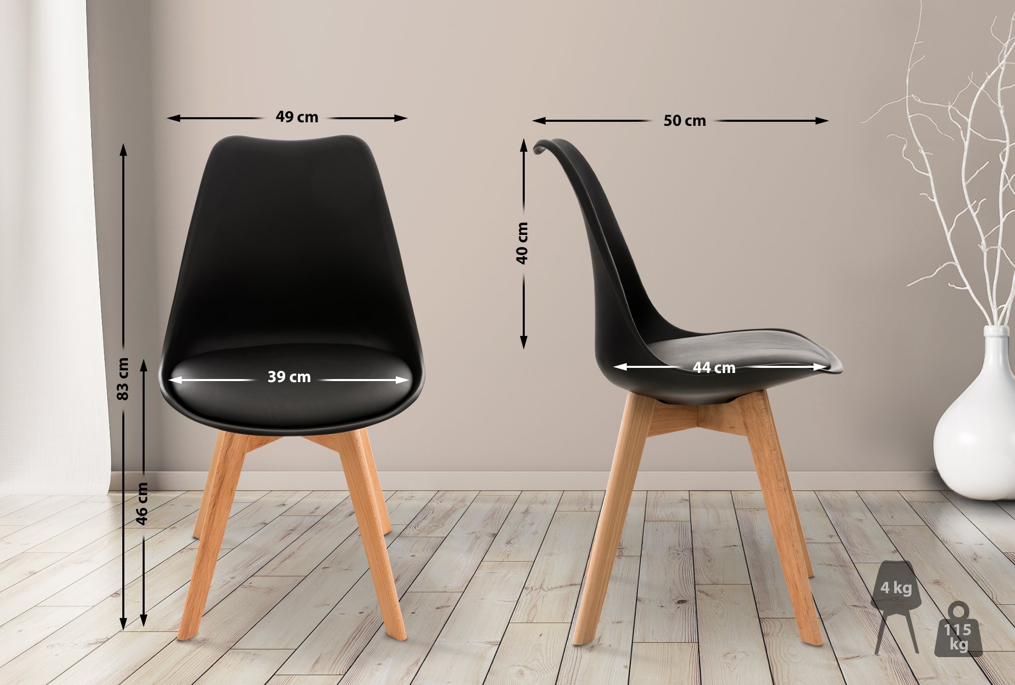 Set van 4 eetkamerstoelen Linares