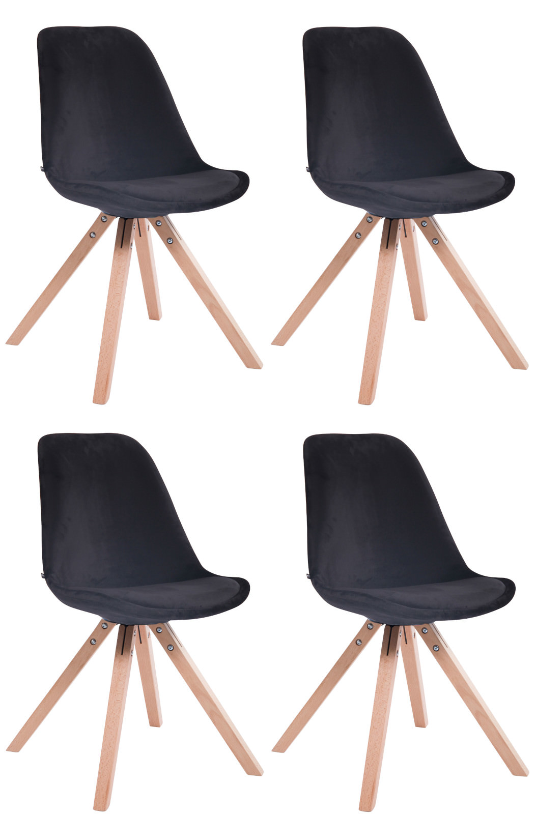 Set van 4 Stoelen Toulouse Vierkant frame - Fluweel
