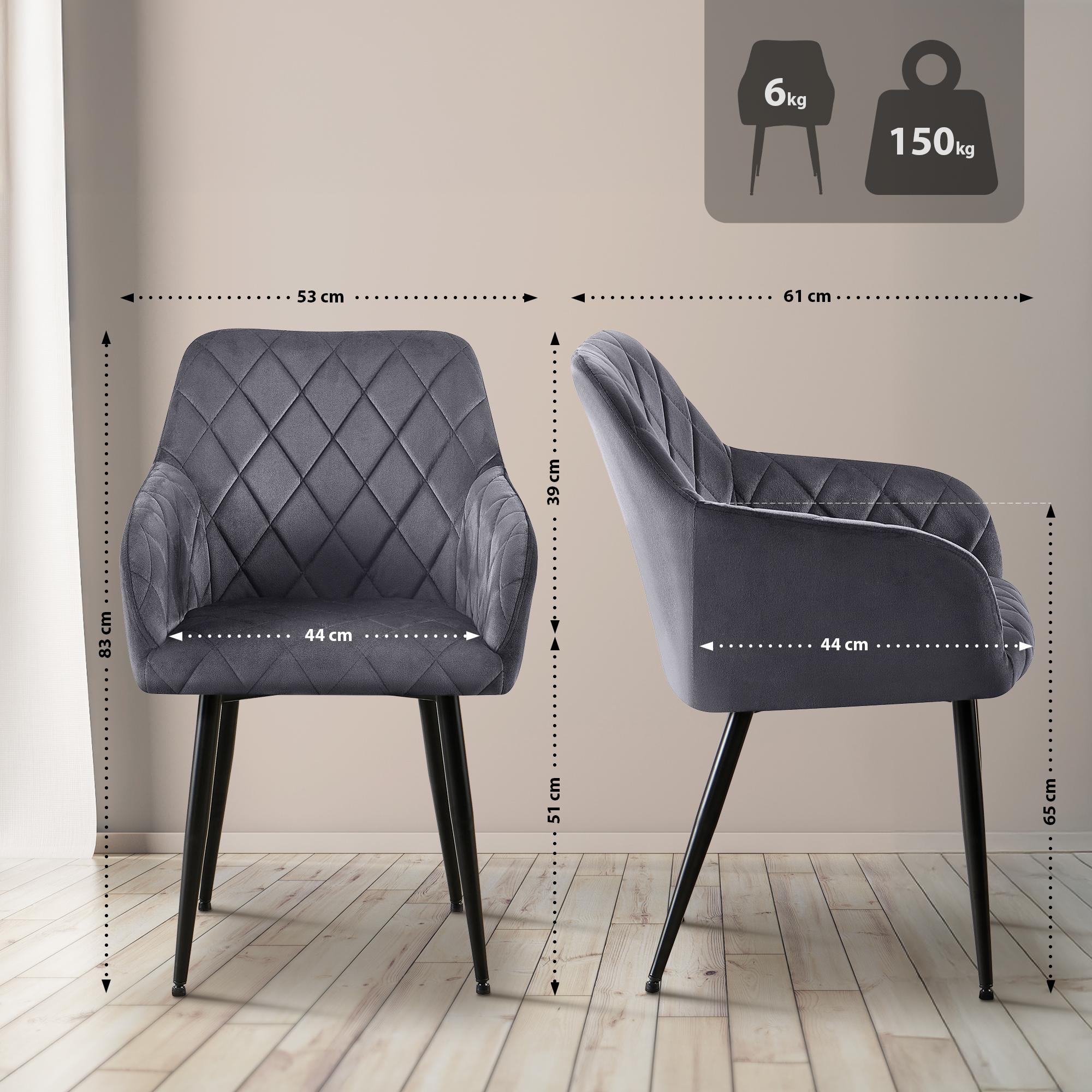 Set van 2 eetkamerstoelen Monett fluweel