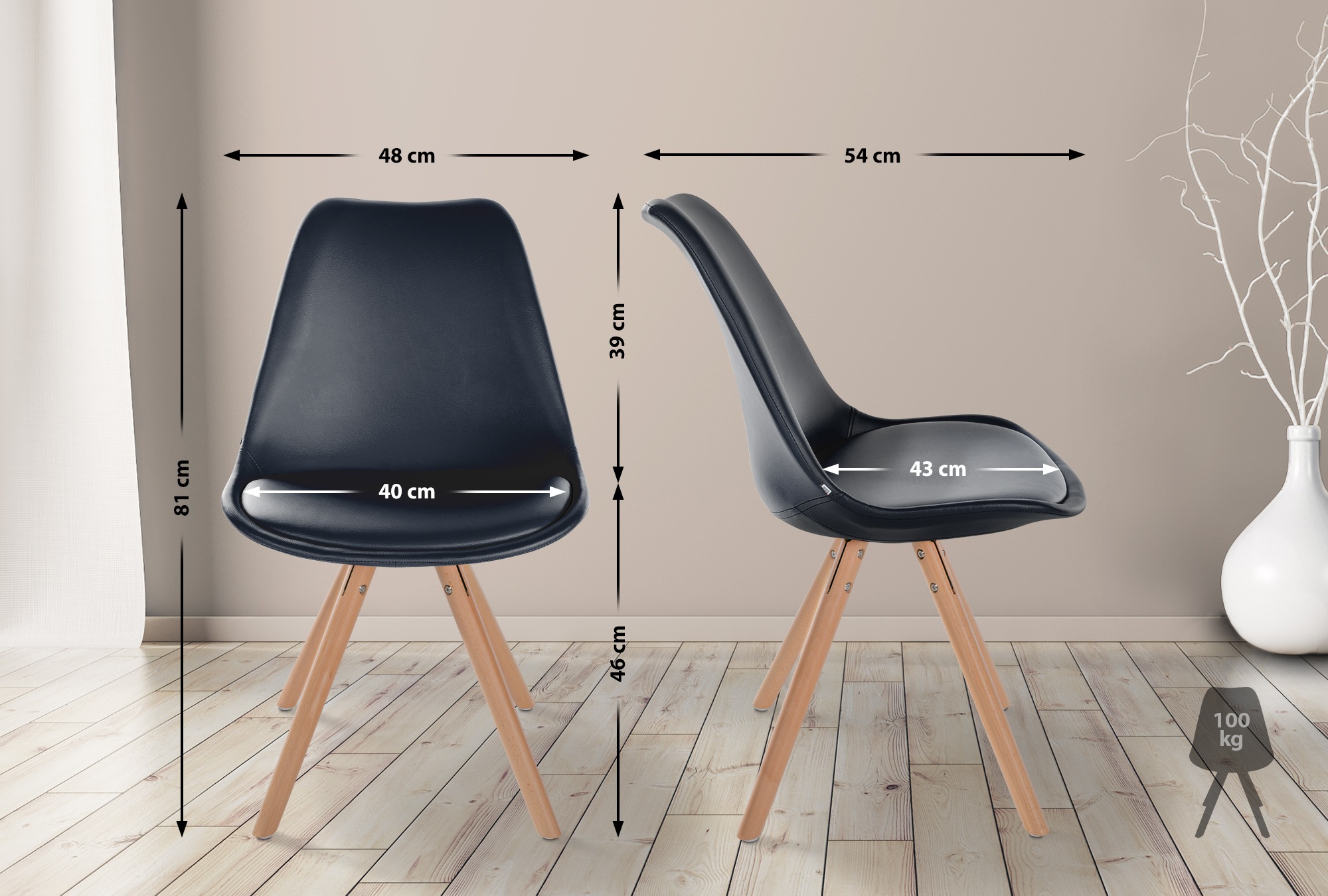 Set van 4 eetkamerstoelen Sofia kunstleer