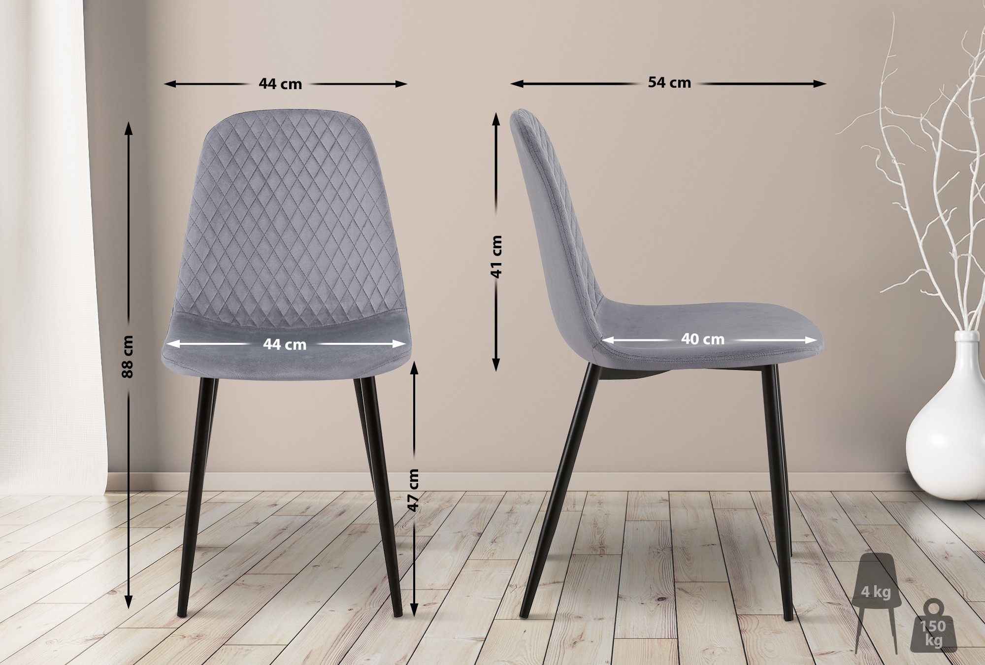 Set van 4 eetkamerstoelen Giverny