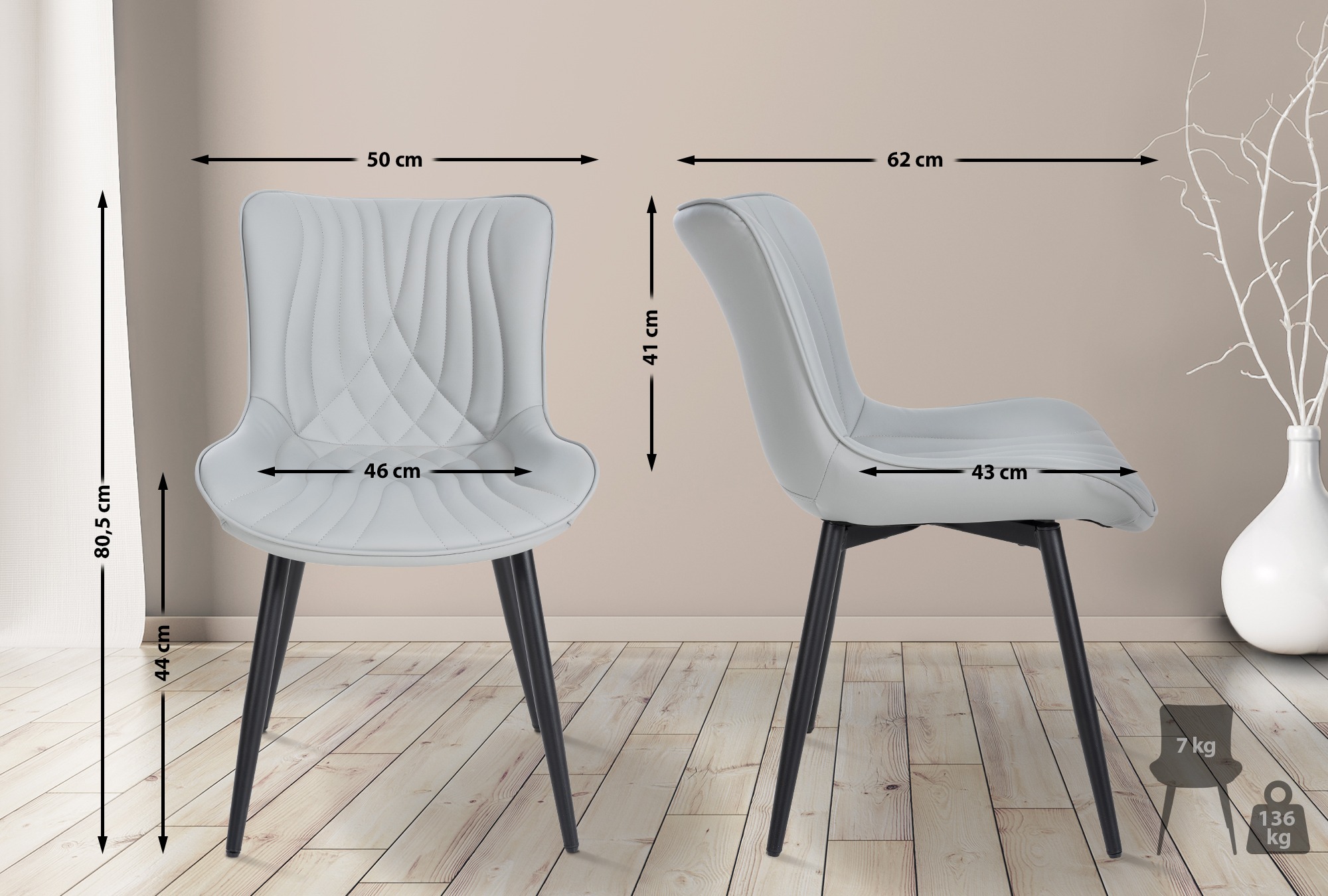 Set van 2 eetkamerstoelen Brady