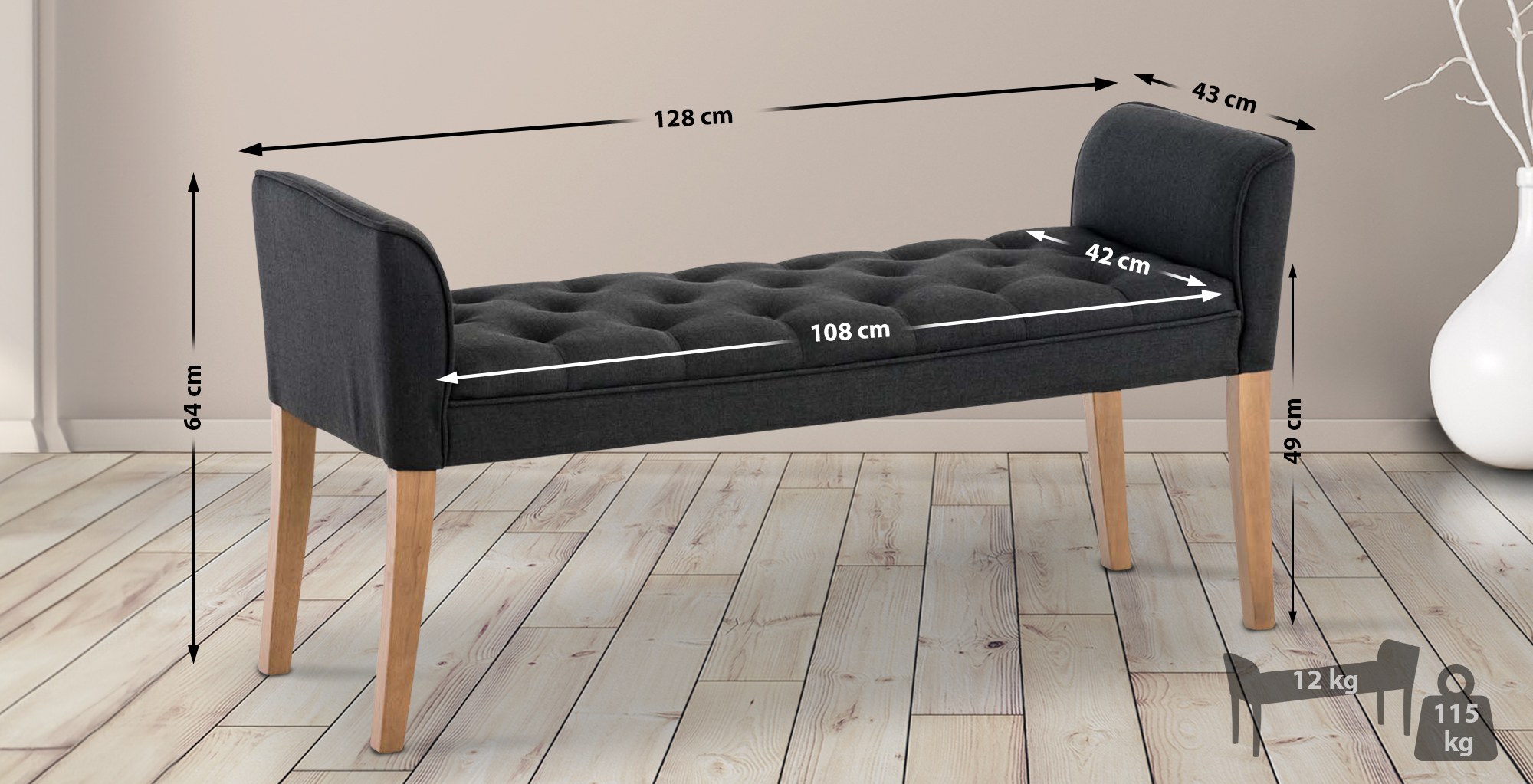 Chaise longue Cleopatra, stof