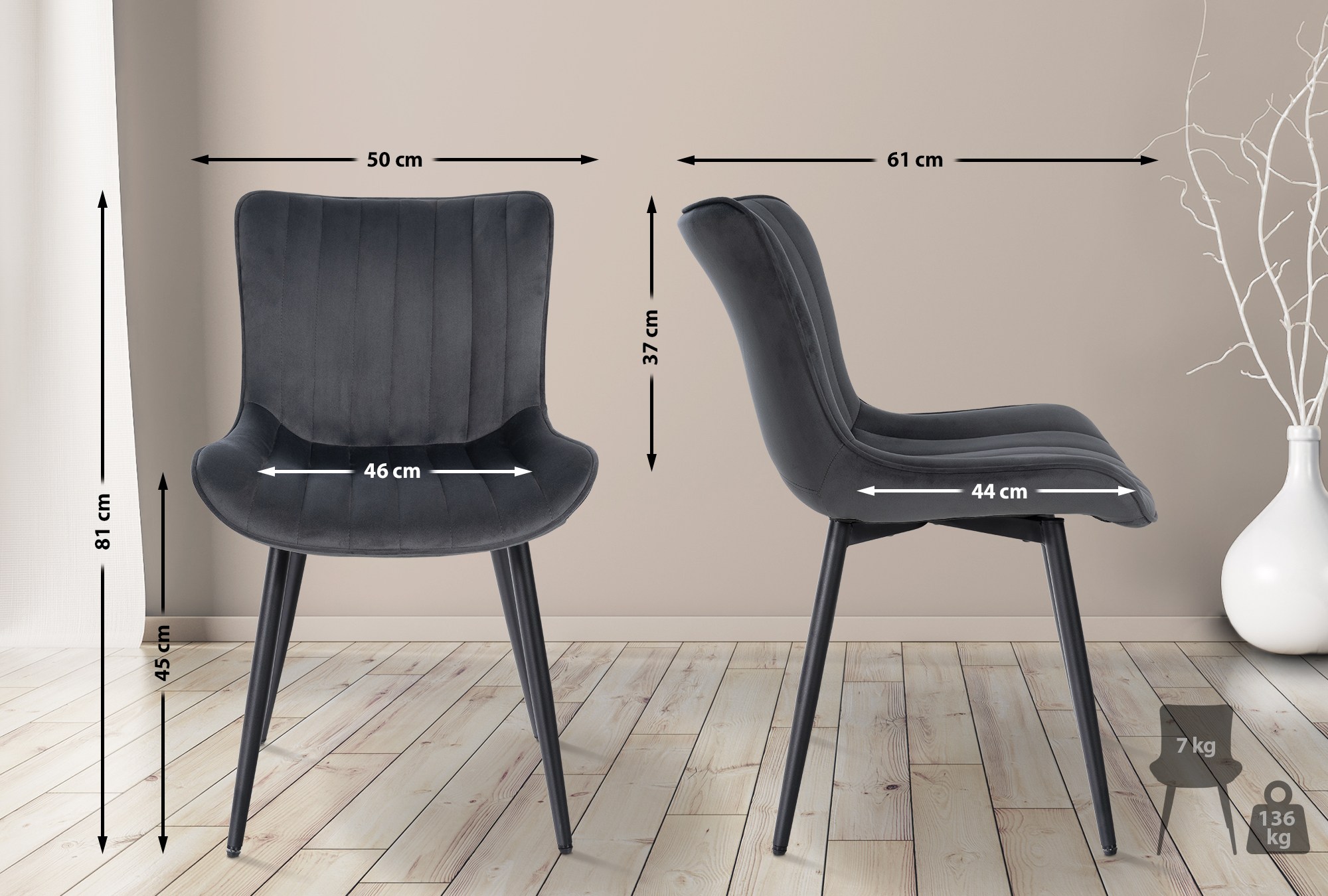 Set van 2 eetkamerstoelen Largo