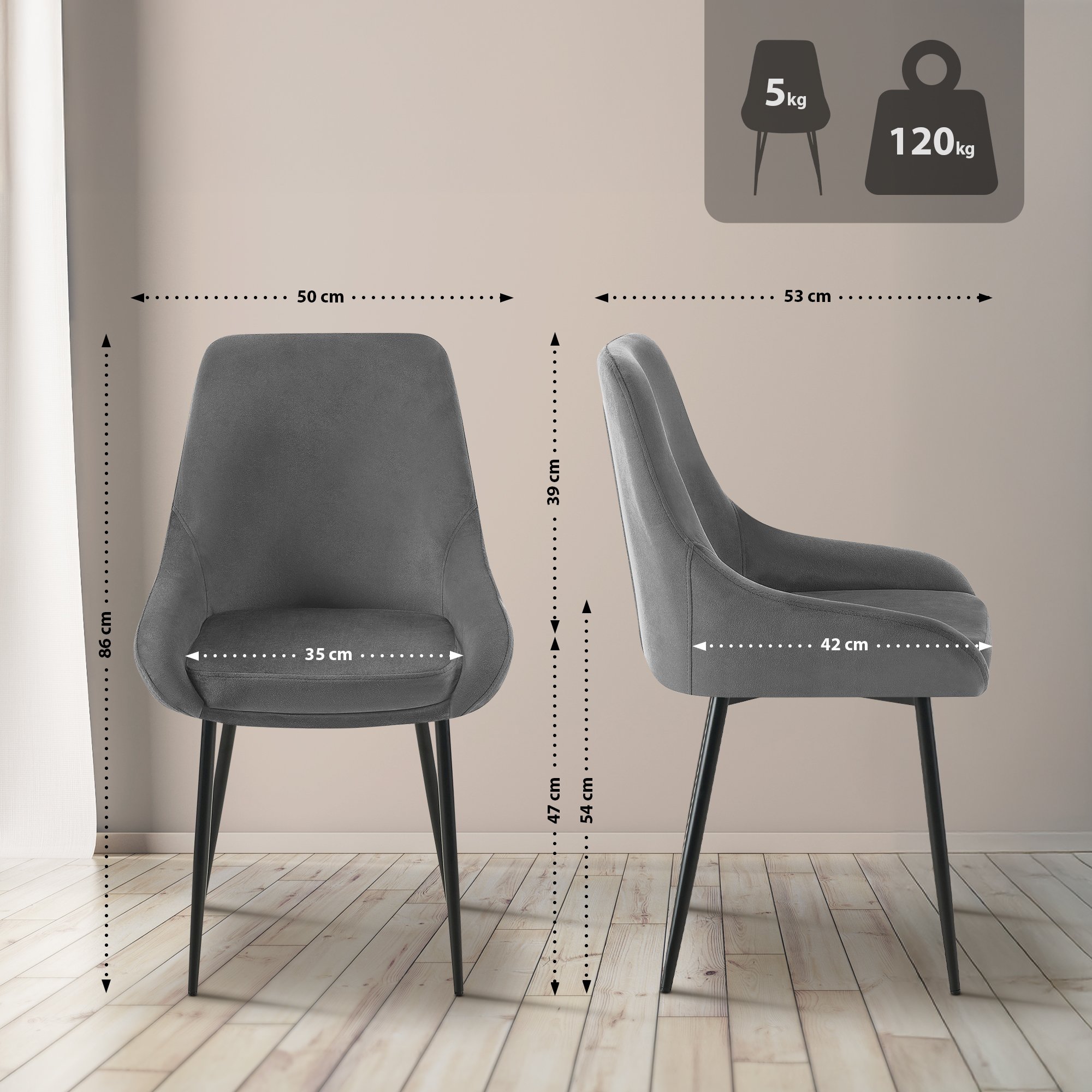 Set van 2 eetkamerstoelen Elmira