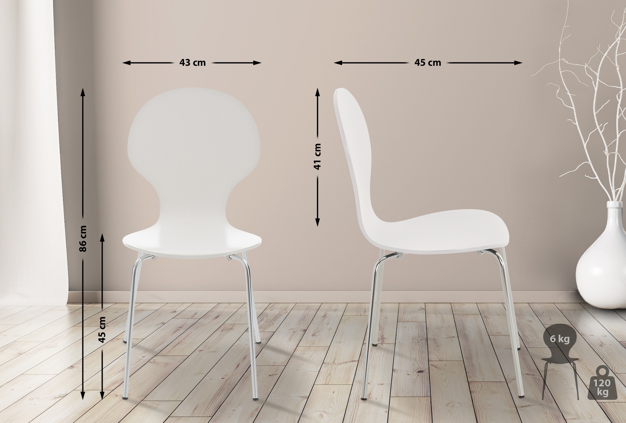 Set van 2 stapelstoelen Diego