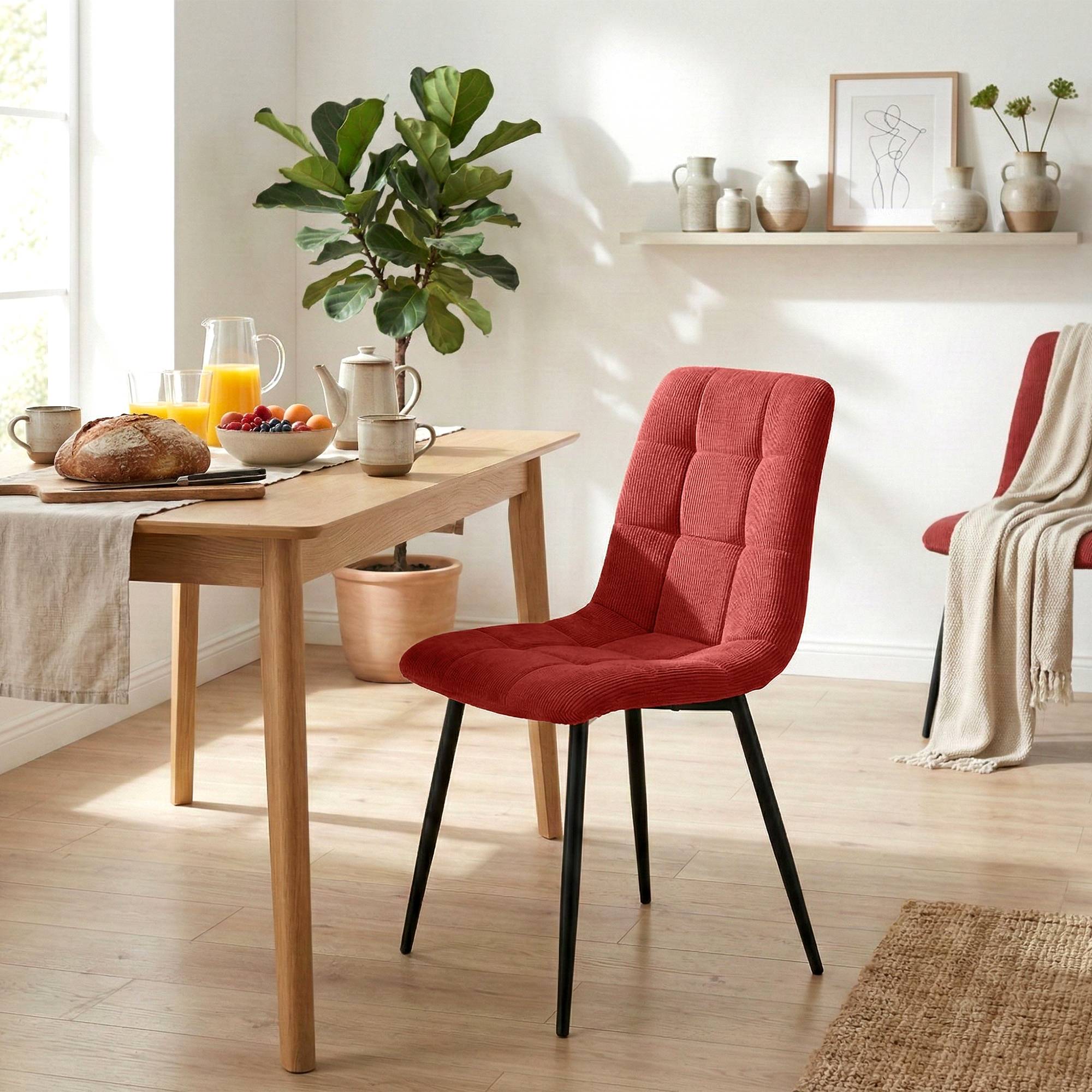 Set van 2 eetkamerstoelen Antibes ribstof