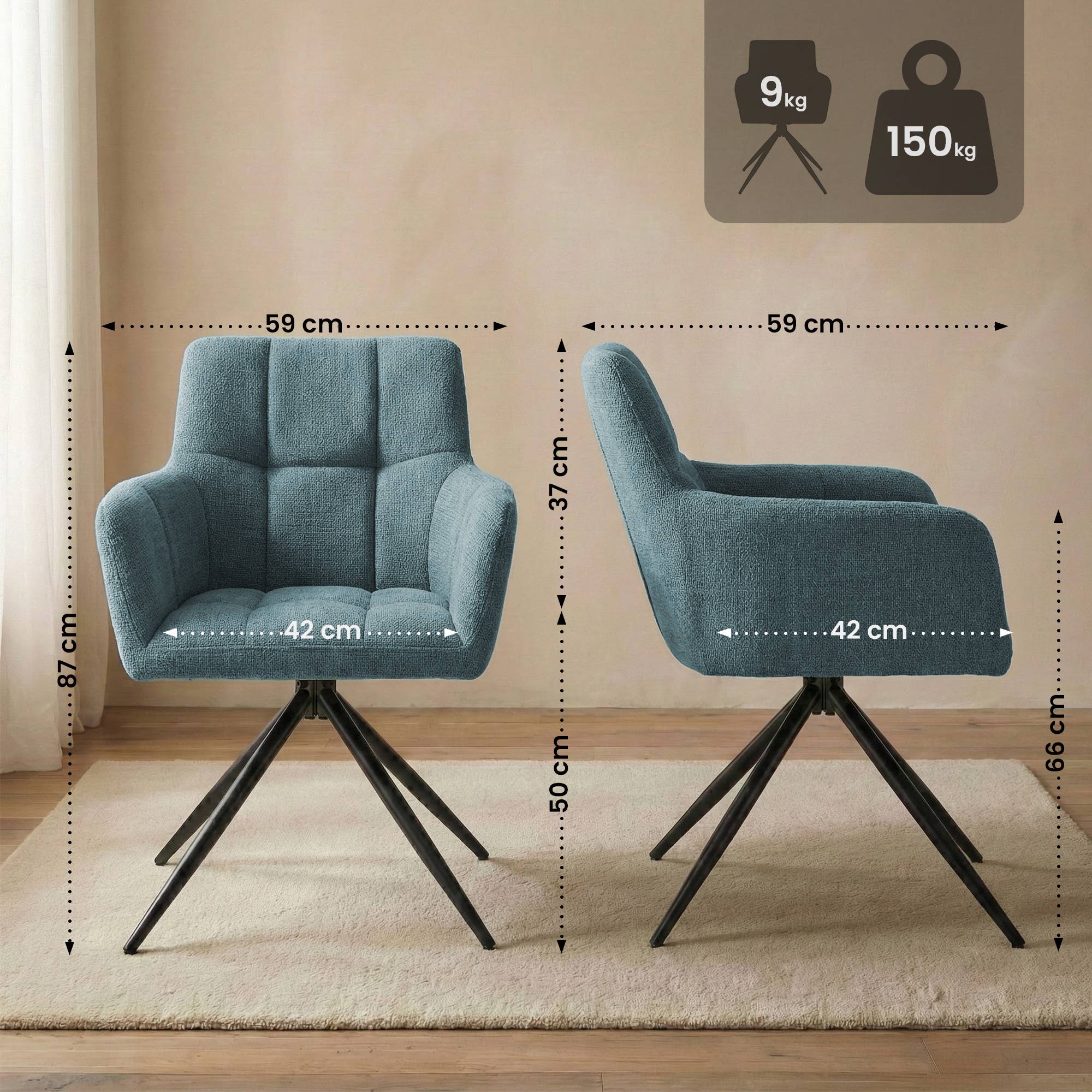 Set van 2 eetkamerstoelen Jonah stof
