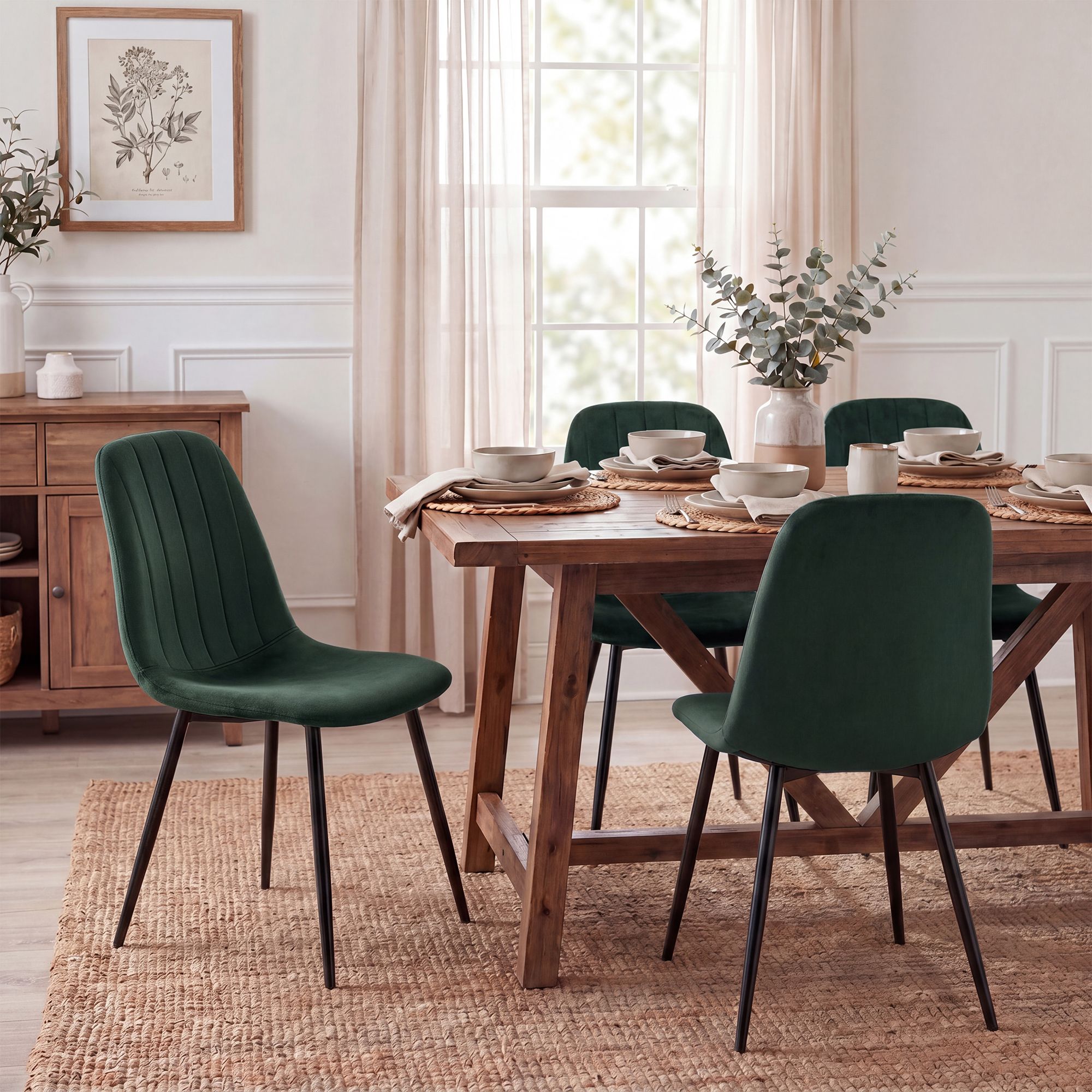 Set van 4 eetkamerstoelen Baxter, fluweel/velours