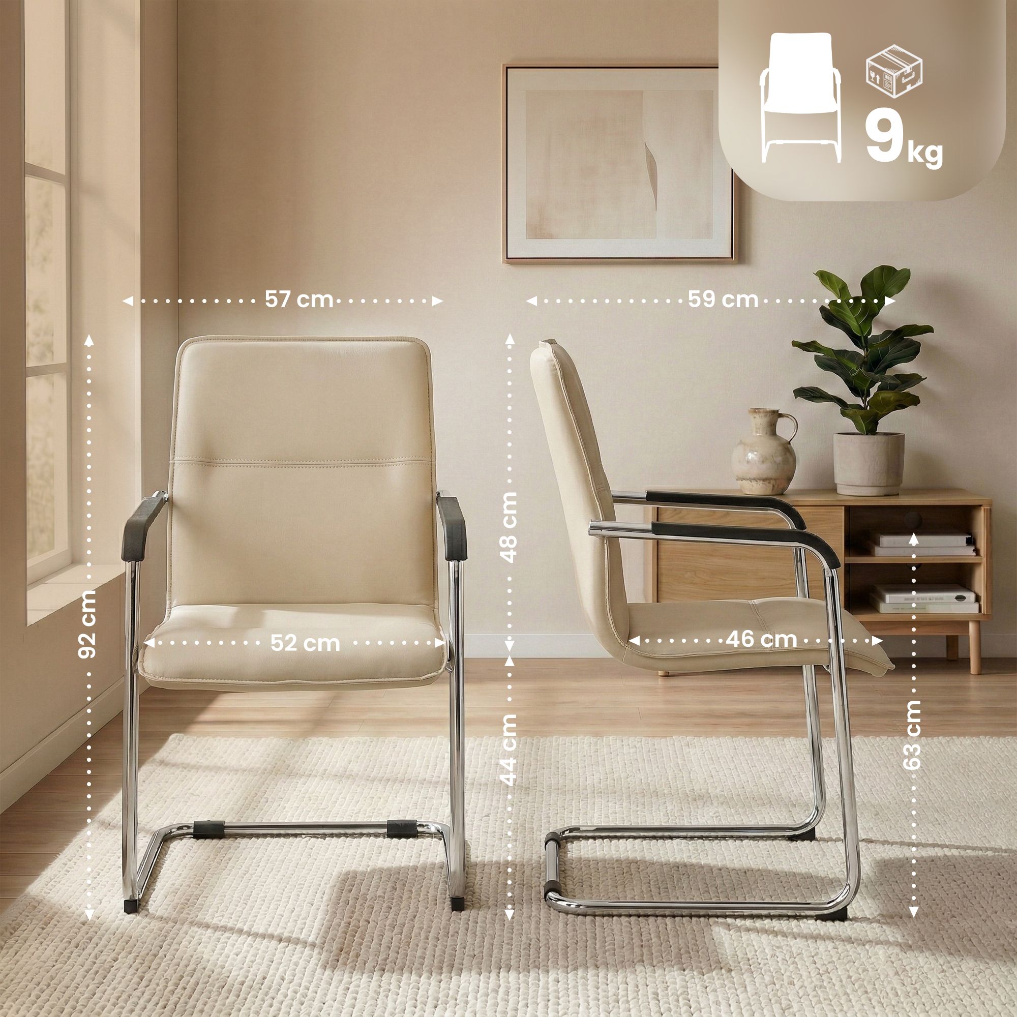 2-delige set sledestoelen Seattle van kunstleer