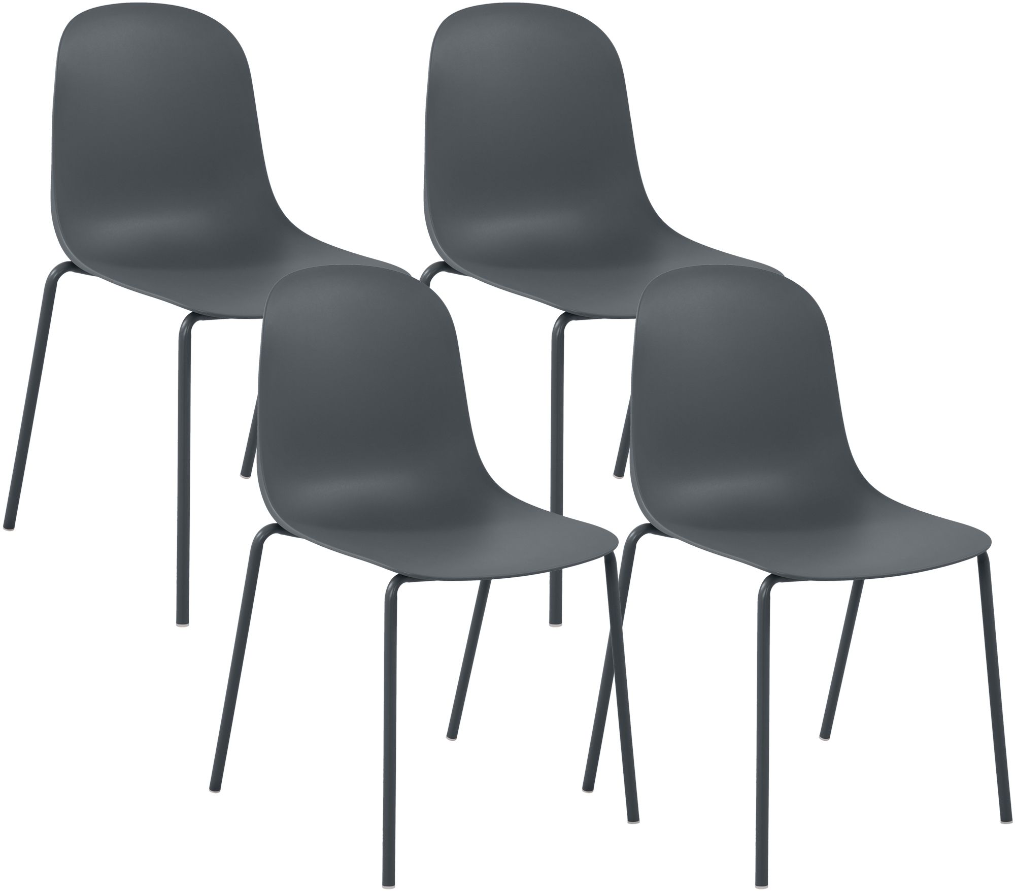 4-delige set stapelstoelen Hardin