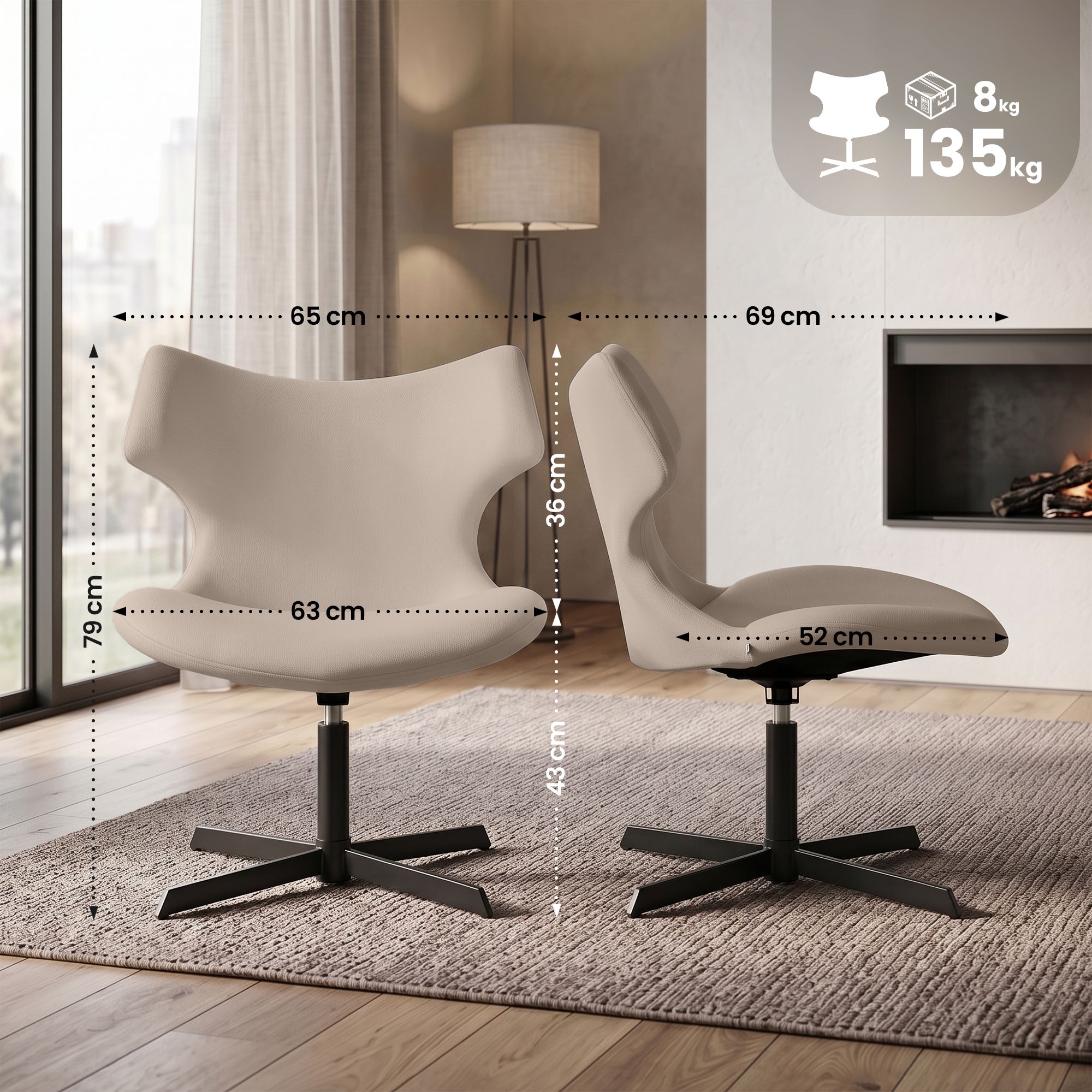 Set van 2 loungestoelen Welland - lederlook