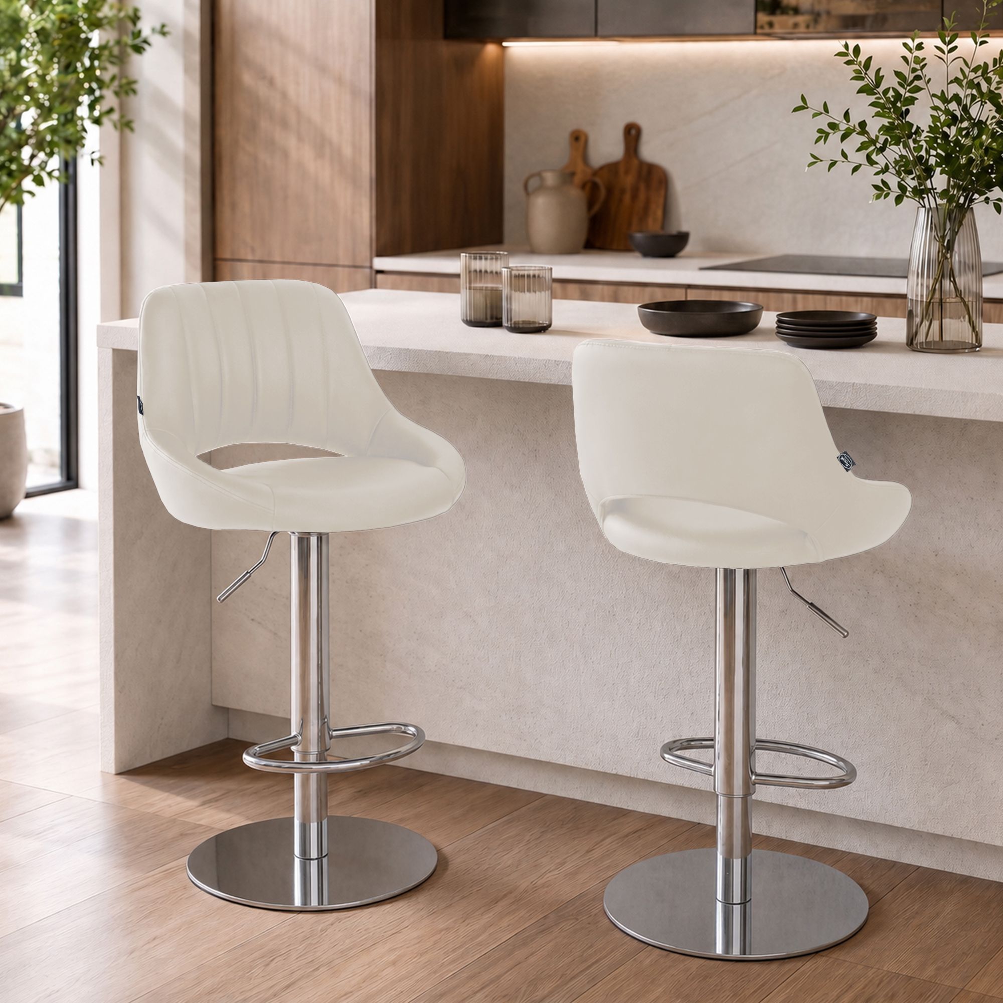 Set van 2 barkrukken Milet chroom met extra zware voet