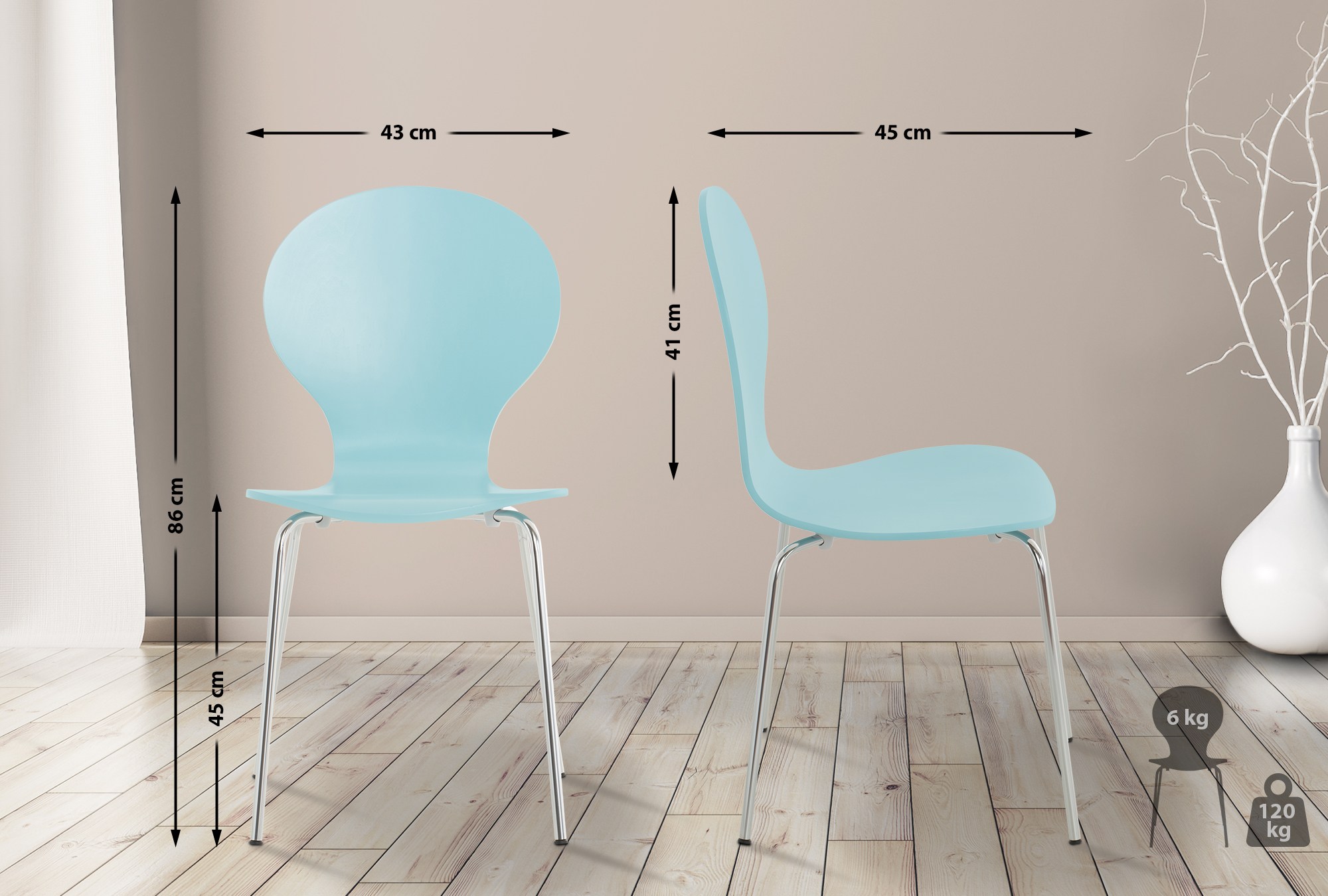 Set van 2 stapelstoelen Diego