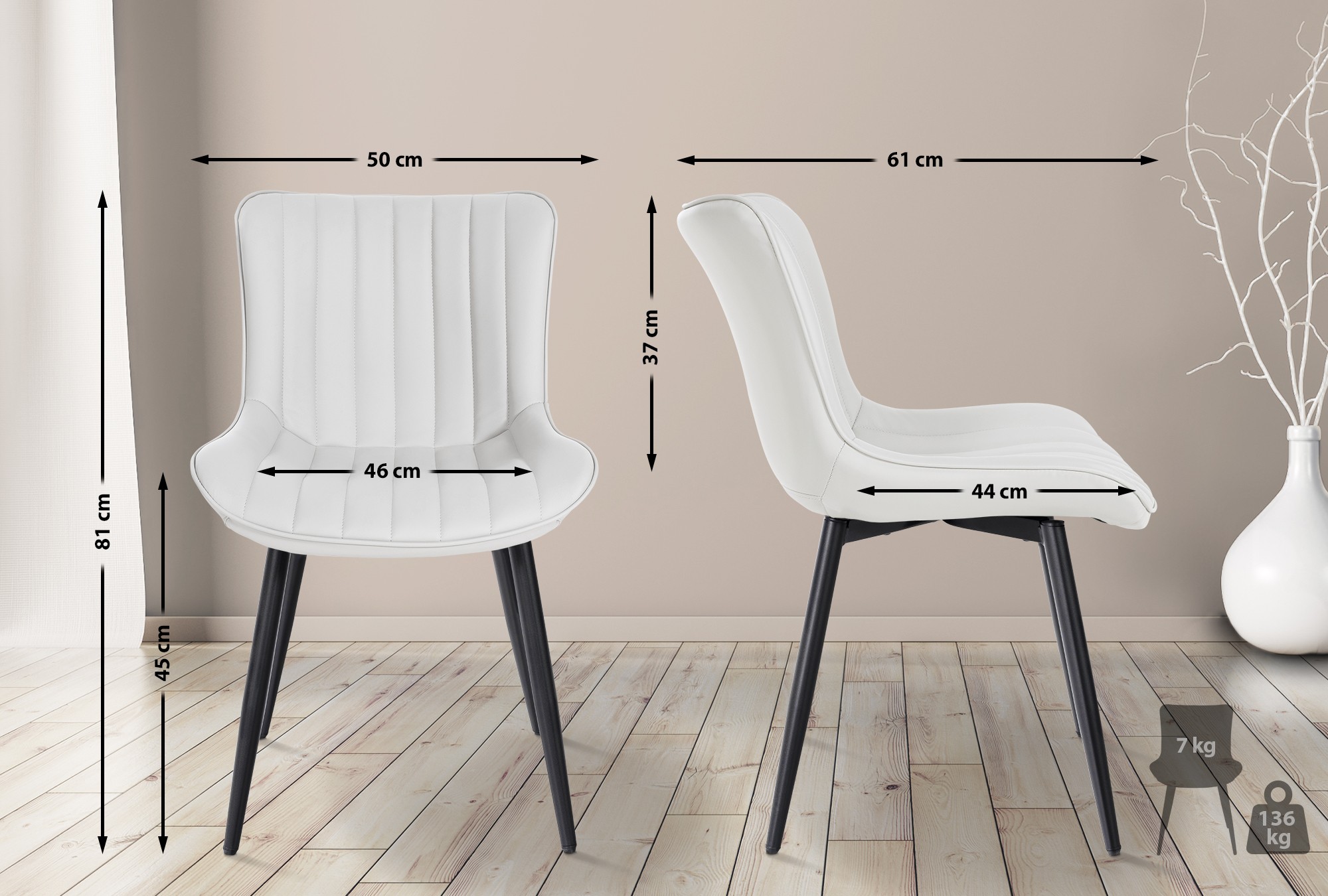 Set van 2 eetkamerstoelen Largo