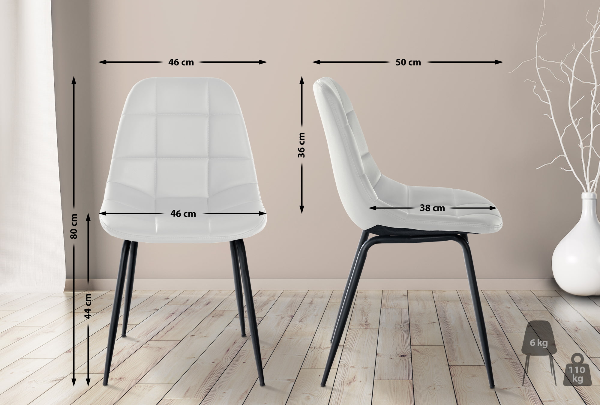Set van 2 Eetkamerstoelen Tom