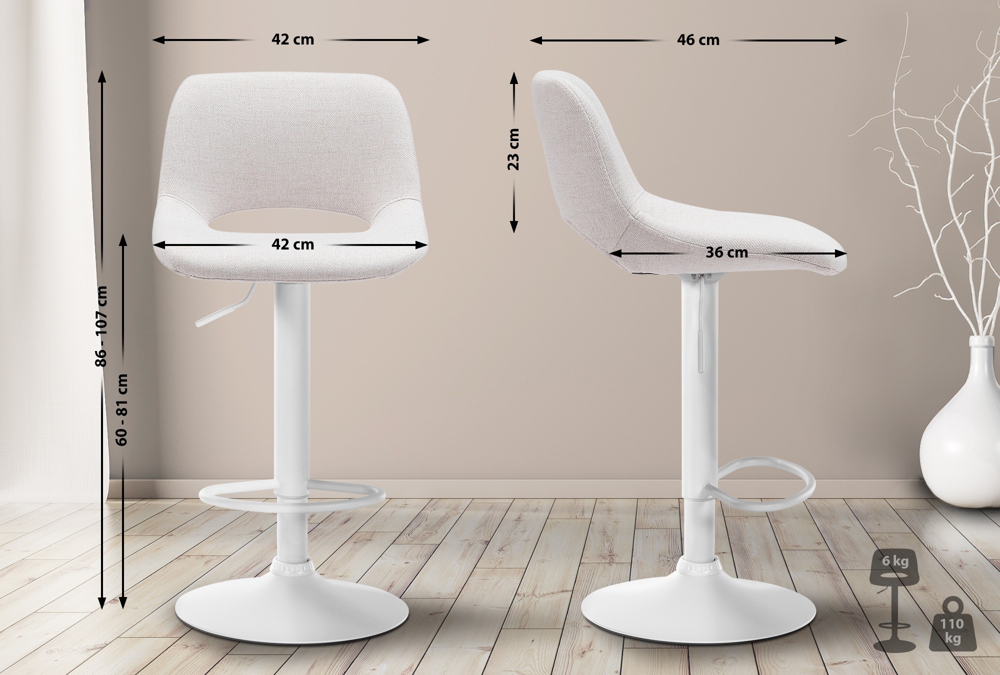 Set van 2 barkrukken Camden stof
