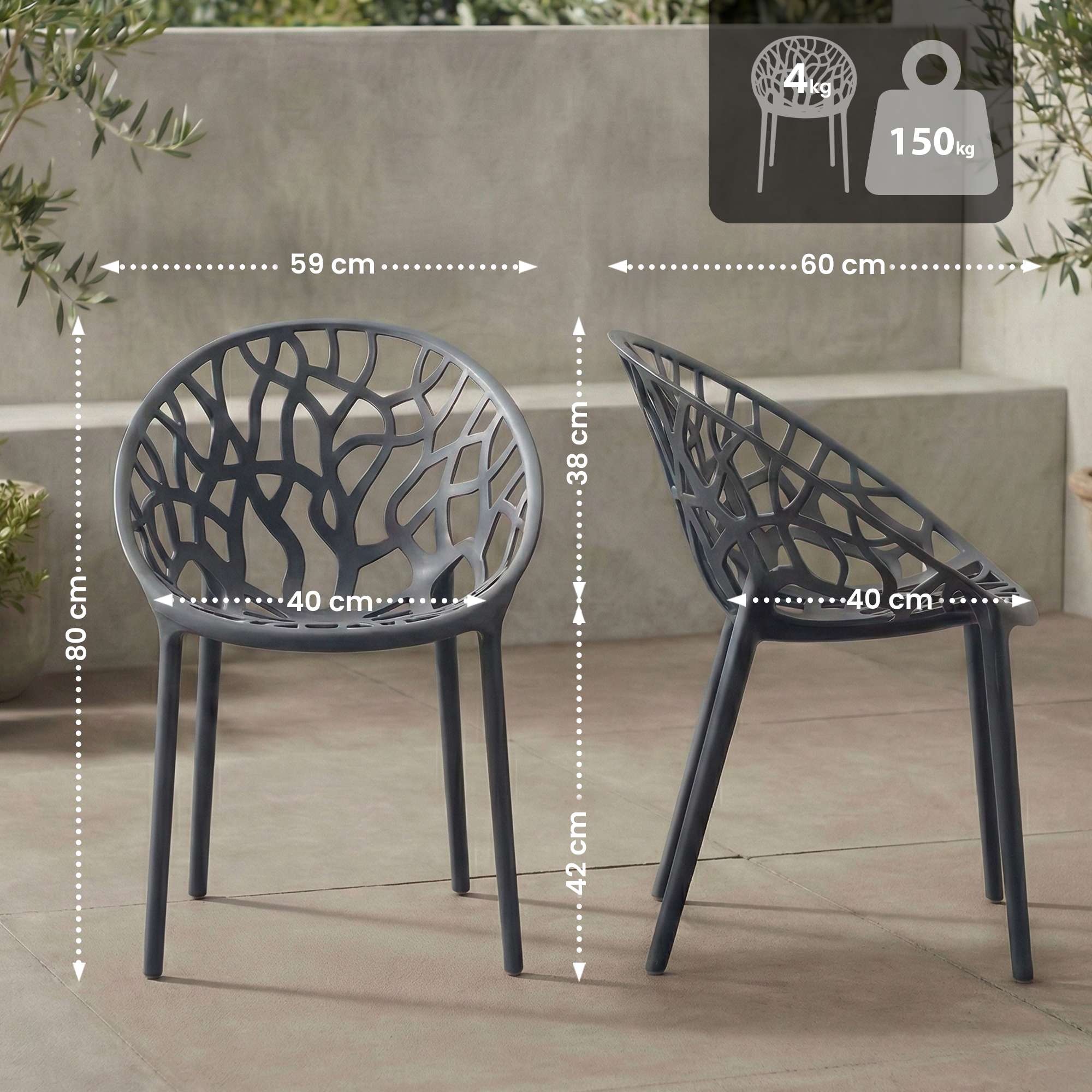 4-delige set tuinstoelen Hope