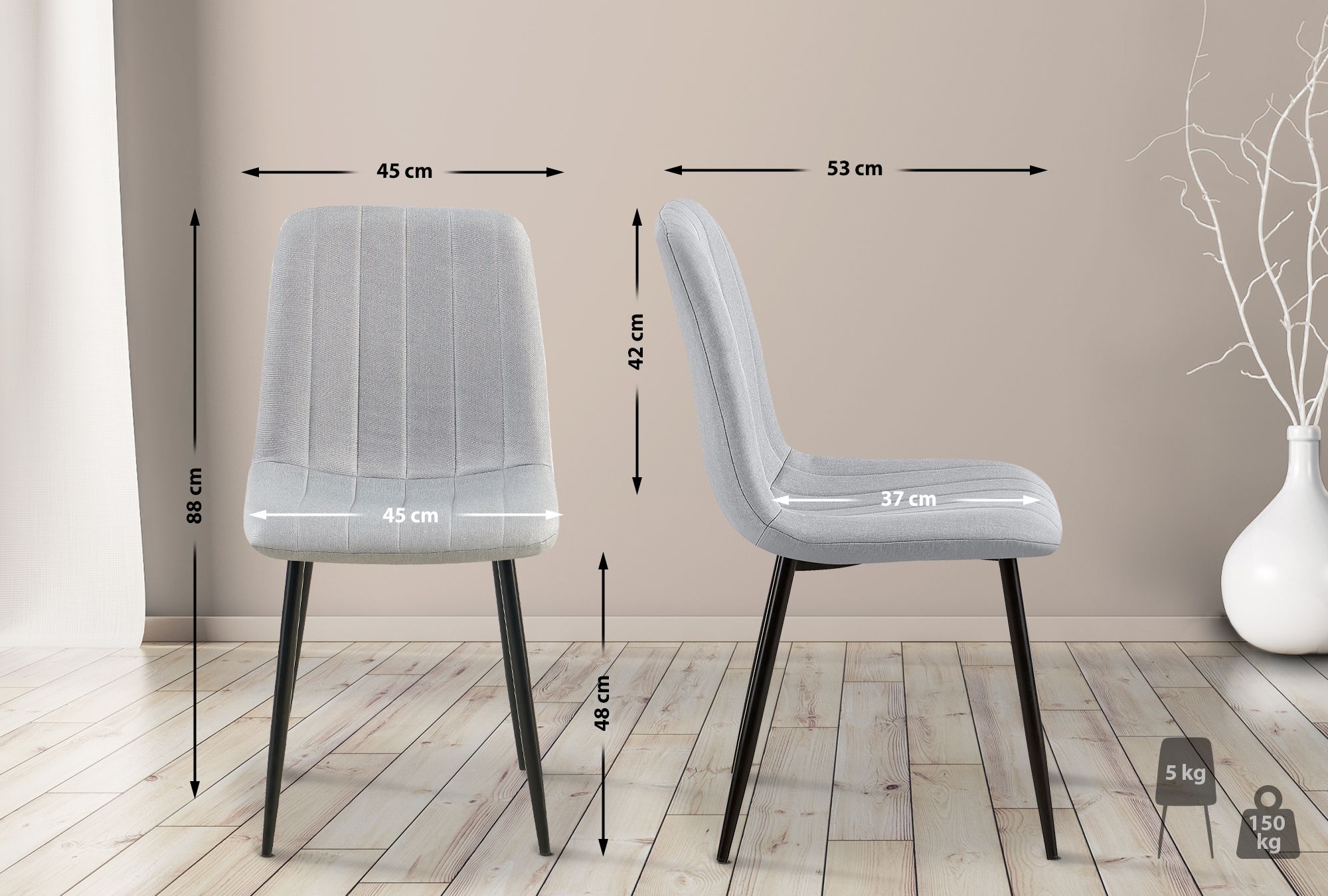 Set van 4 Dijon Eetkamerstoelen