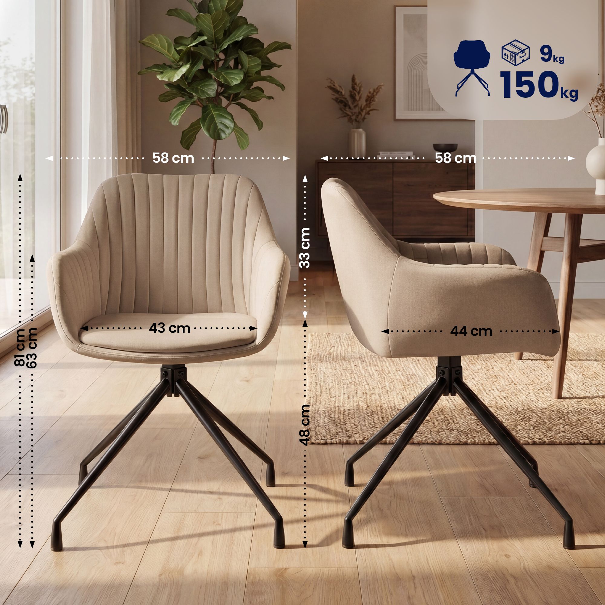 Set van 2 Eetkamerstoelen Novanis