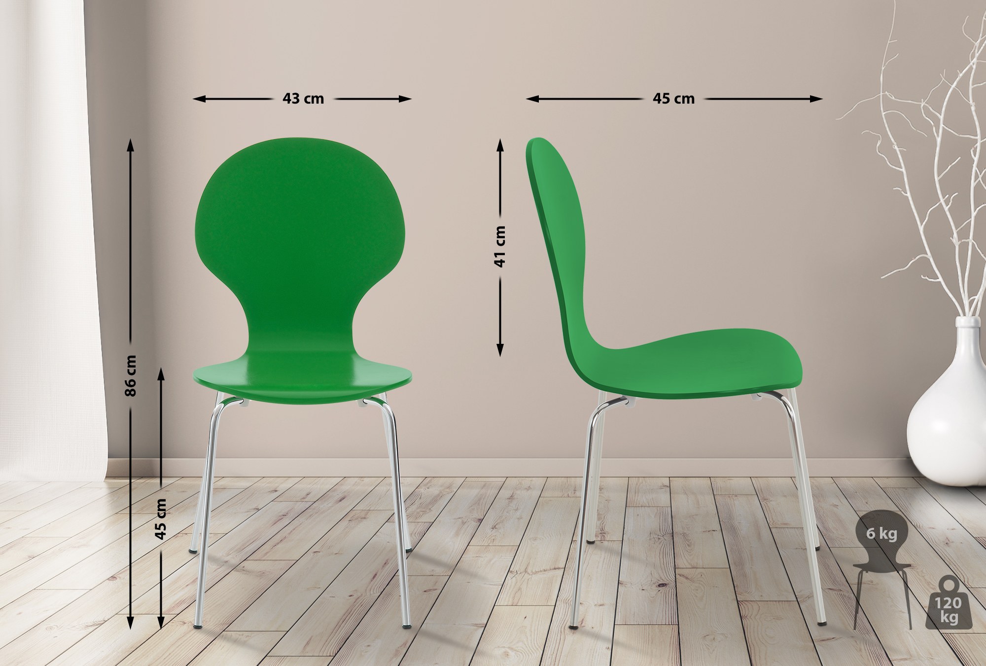 Set van 4 stapelstoelen Diego