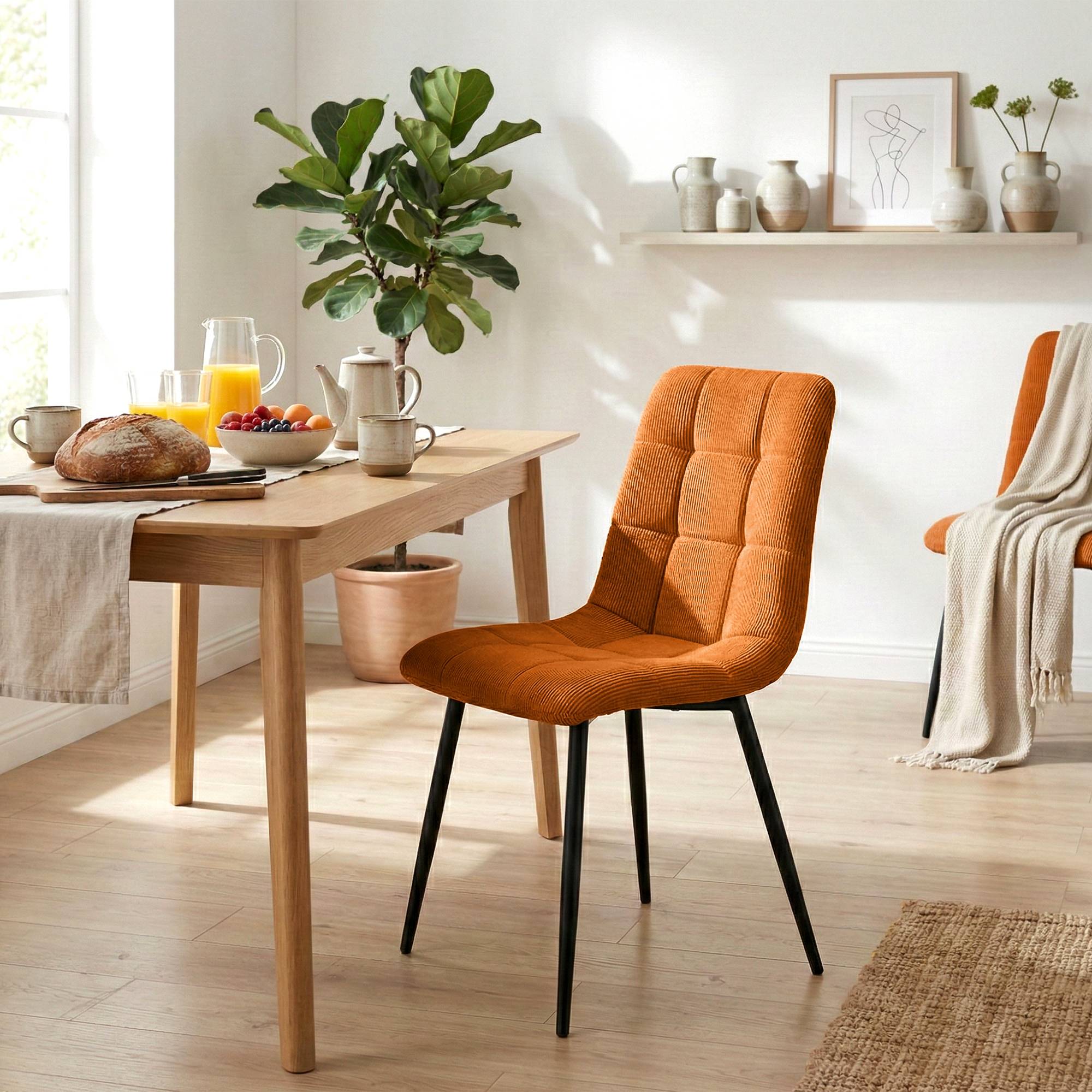Set van 2 eetkamerstoelen Antibes ribstof