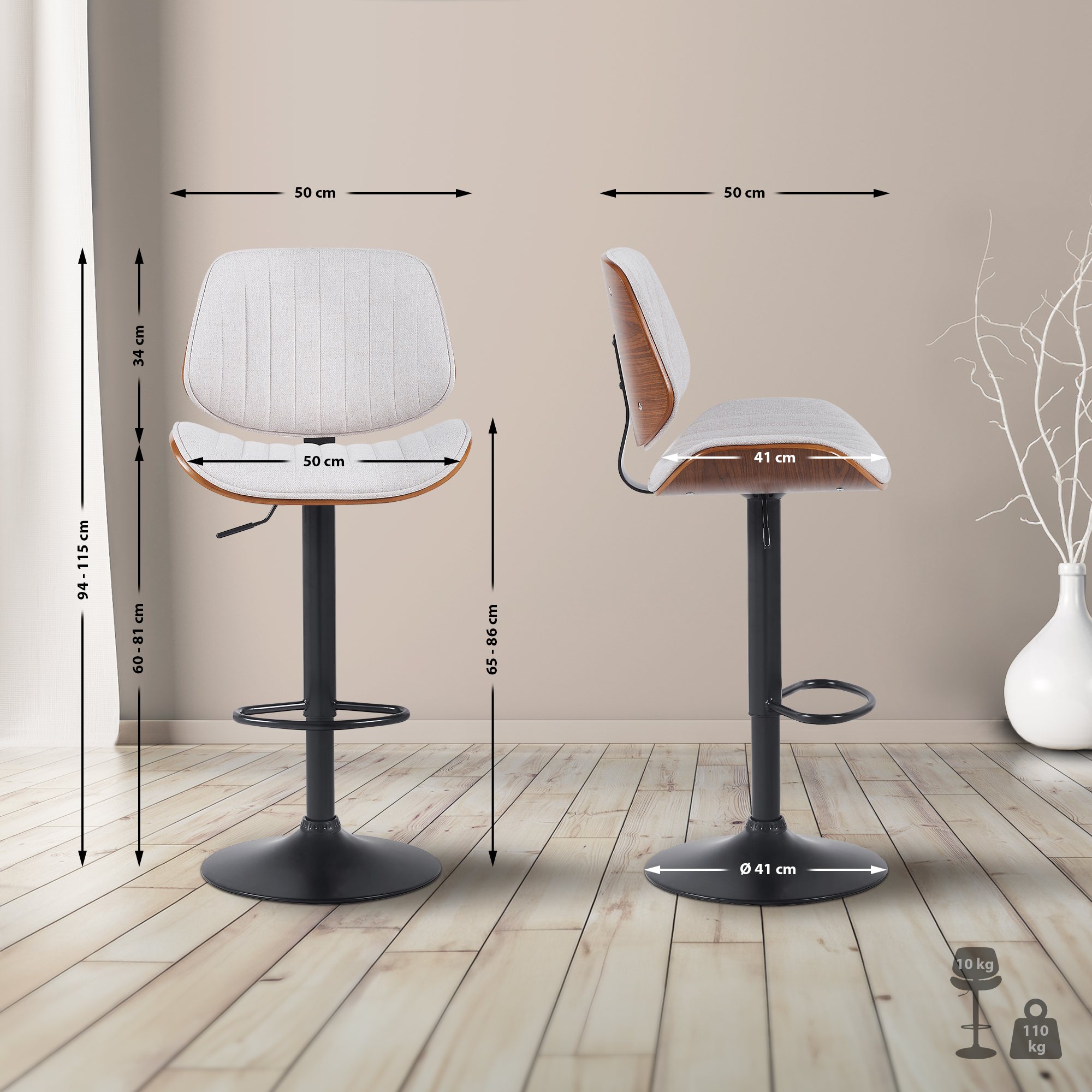 Set van 2 barkrukken Clawson stof