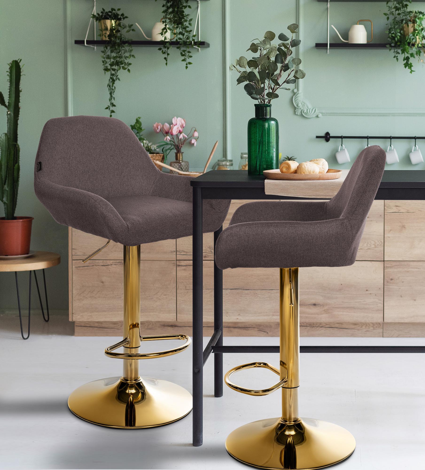 Set van 2 barkrukken Braga Gold stof