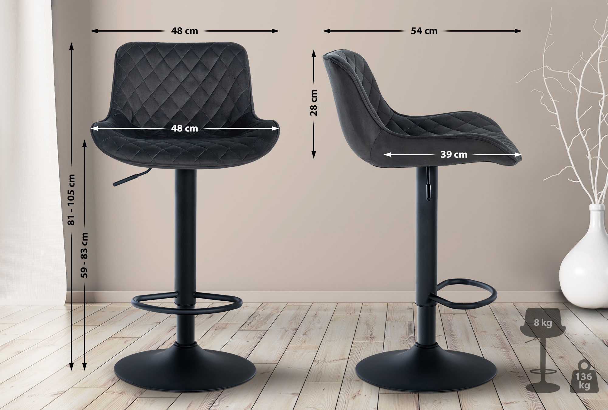 Set van 2 barkrukken Minosa
