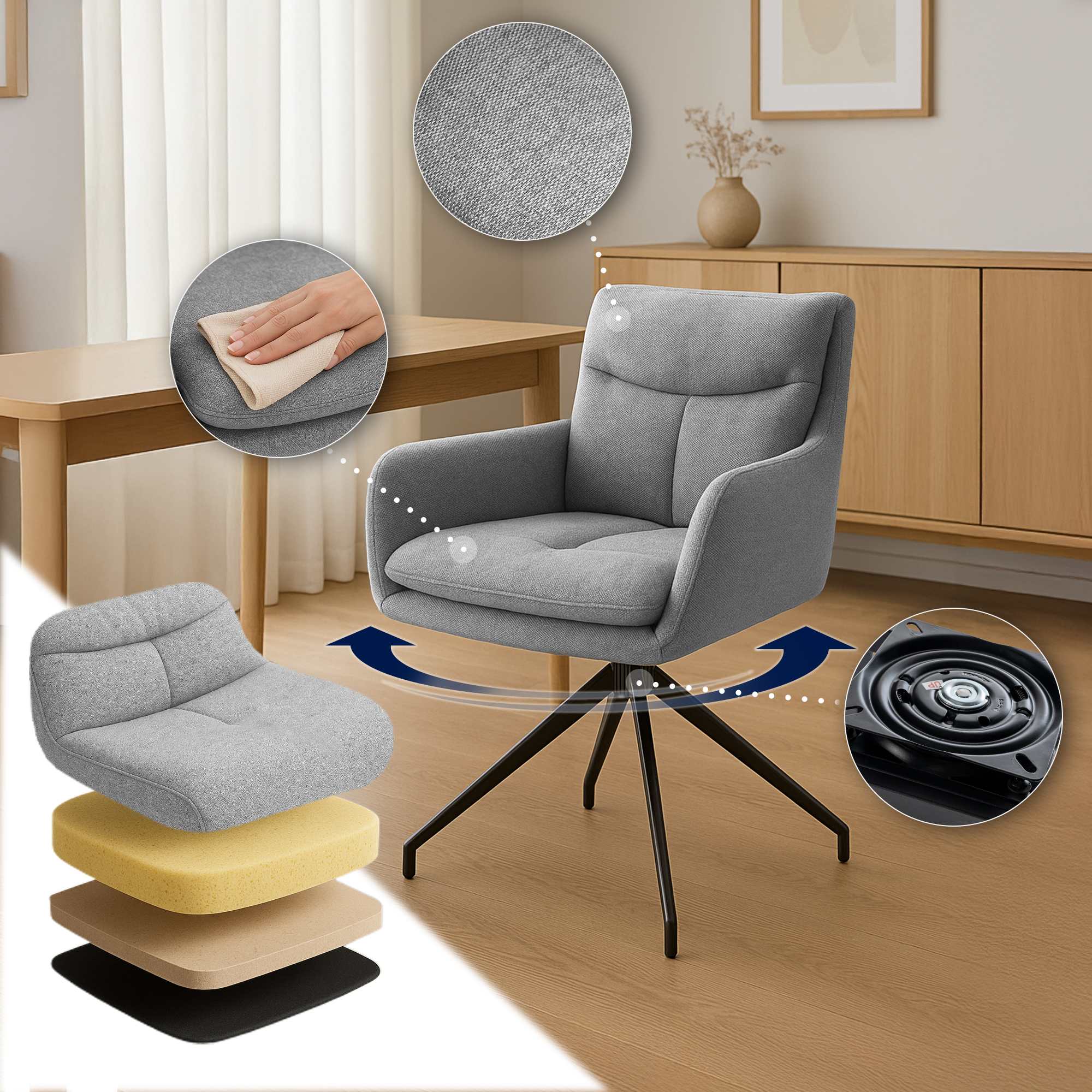 Set van 2 eetkamerstoelen Somers stof