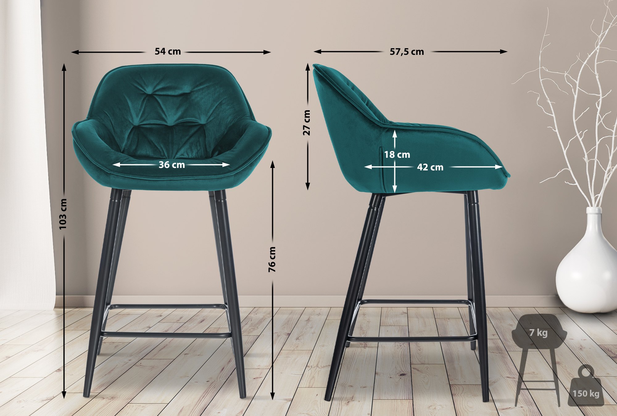Set van 2 barkrukken Gibson fluweel