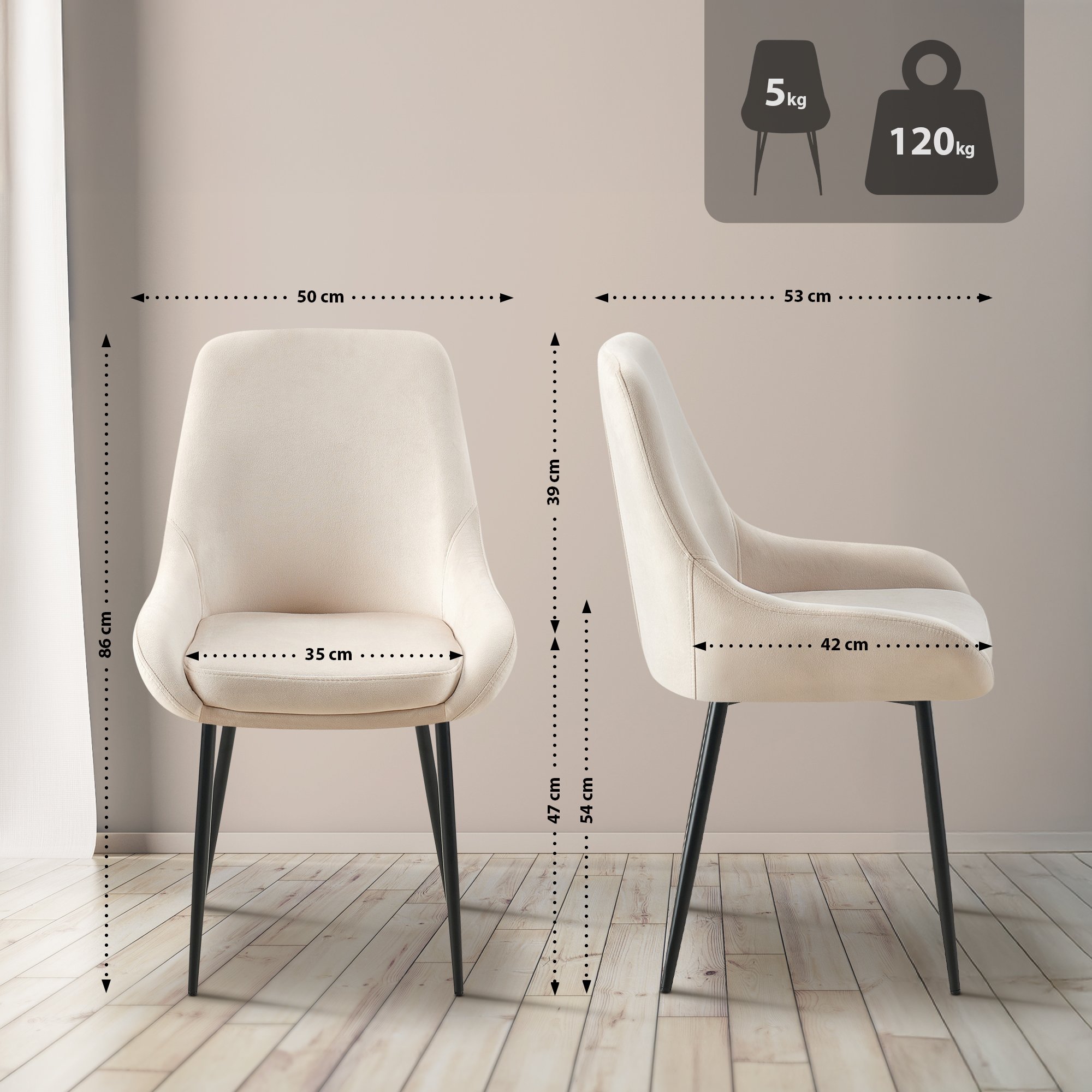 Set van 2 eetkamerstoelen Elmira