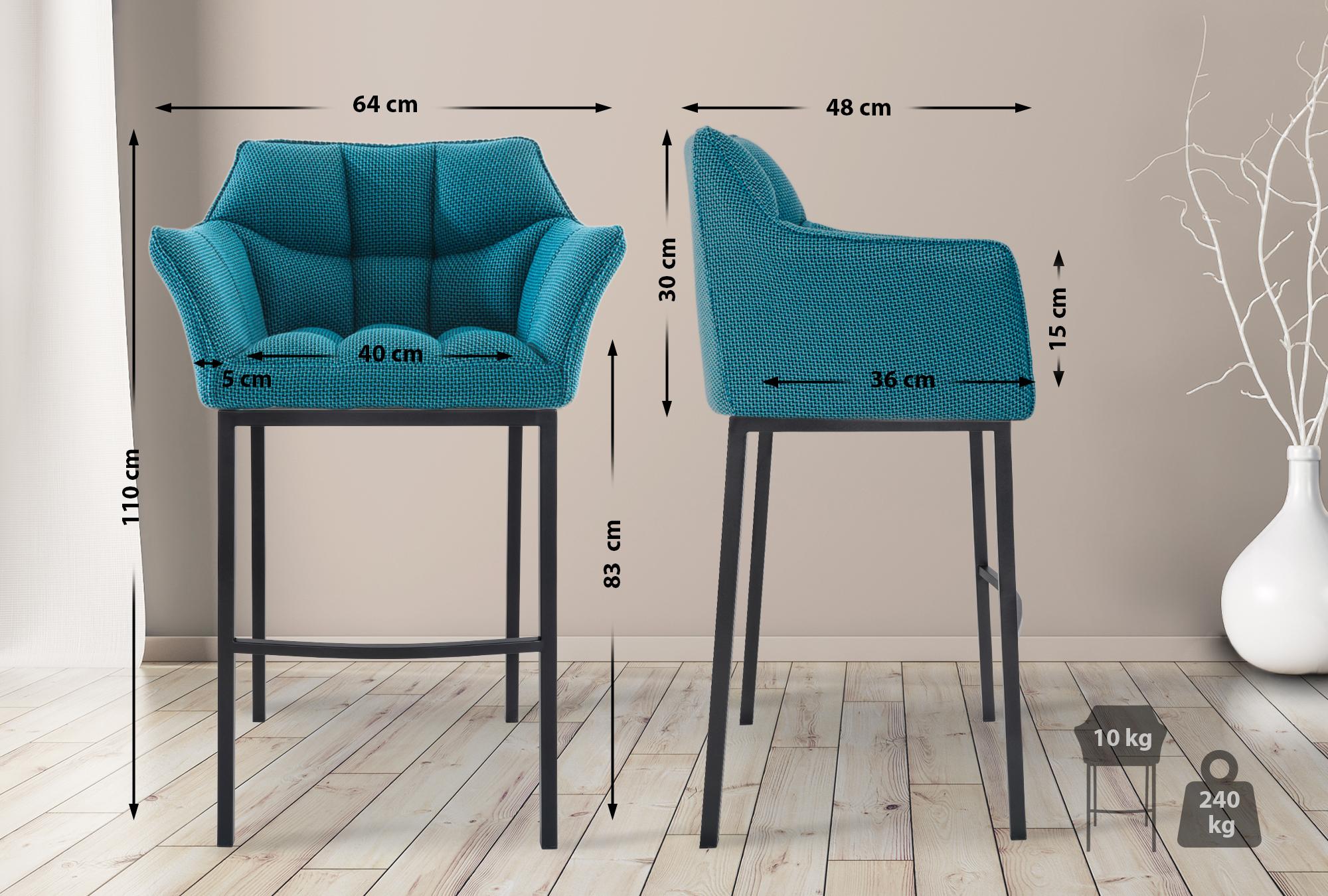 Barkruk Damaso Stof met Vierpootsframe