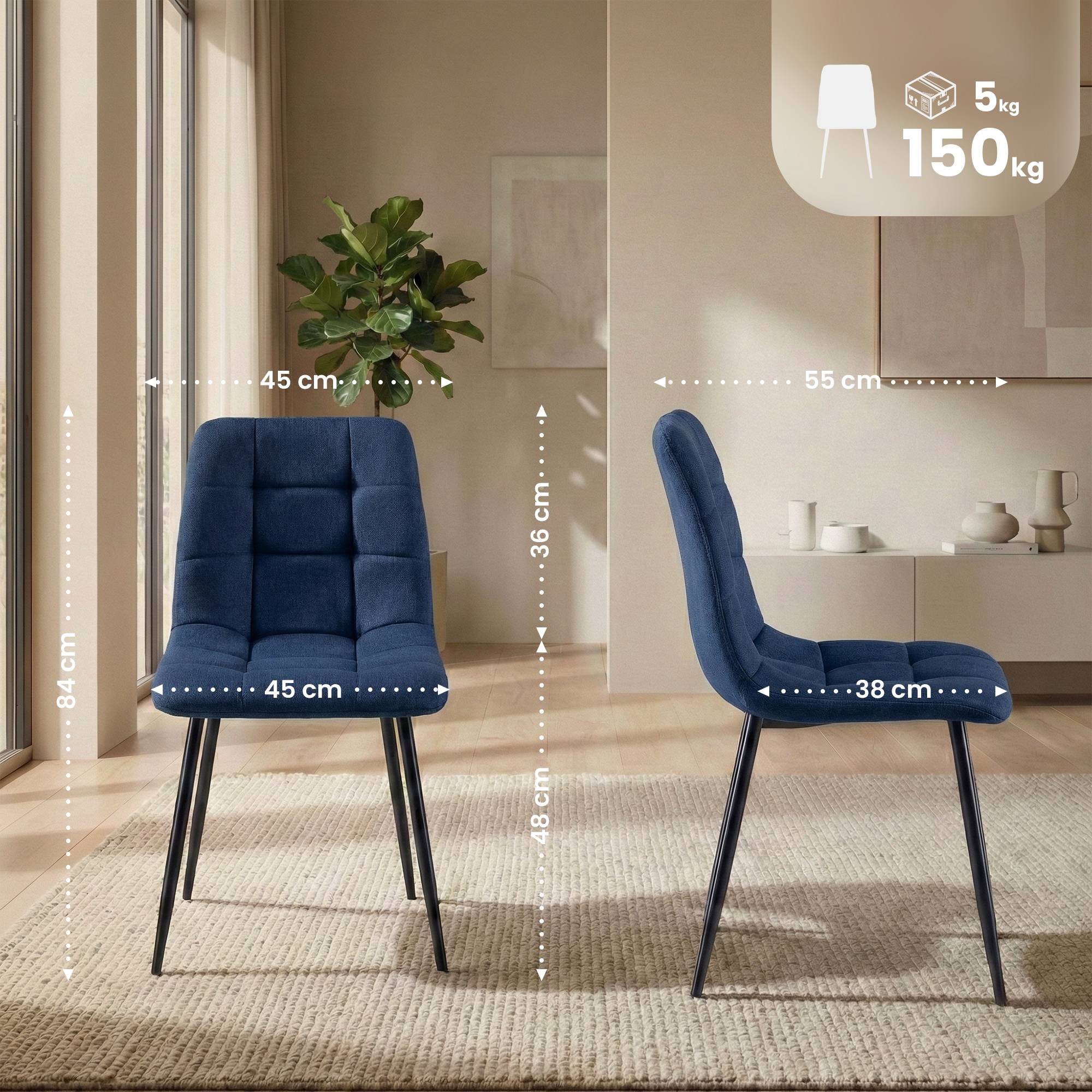 Set van 4 eetkamerstoelen Antibes stof