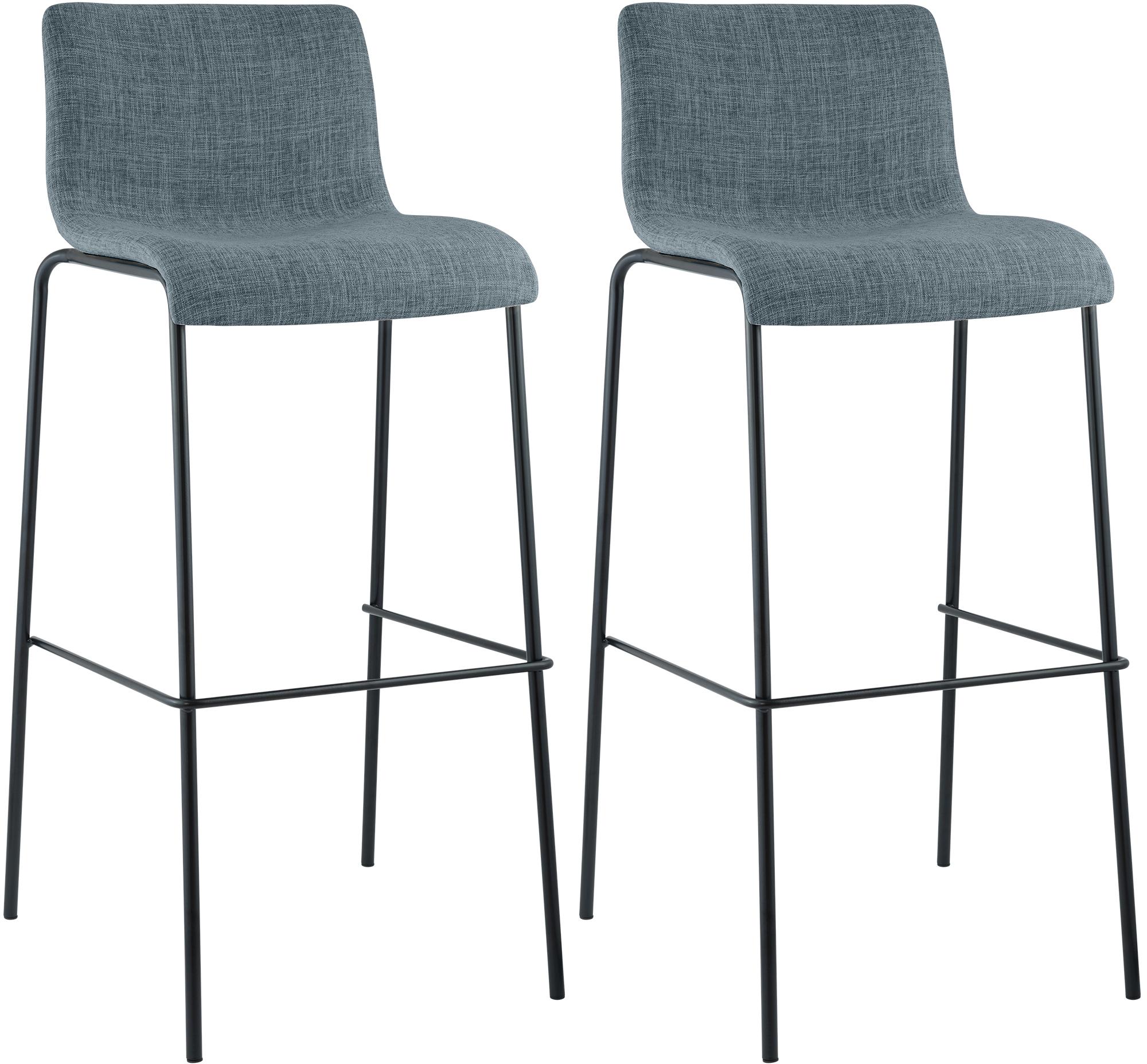 Set van 2 barstoelen Hover, stof, 4-poots onderstel