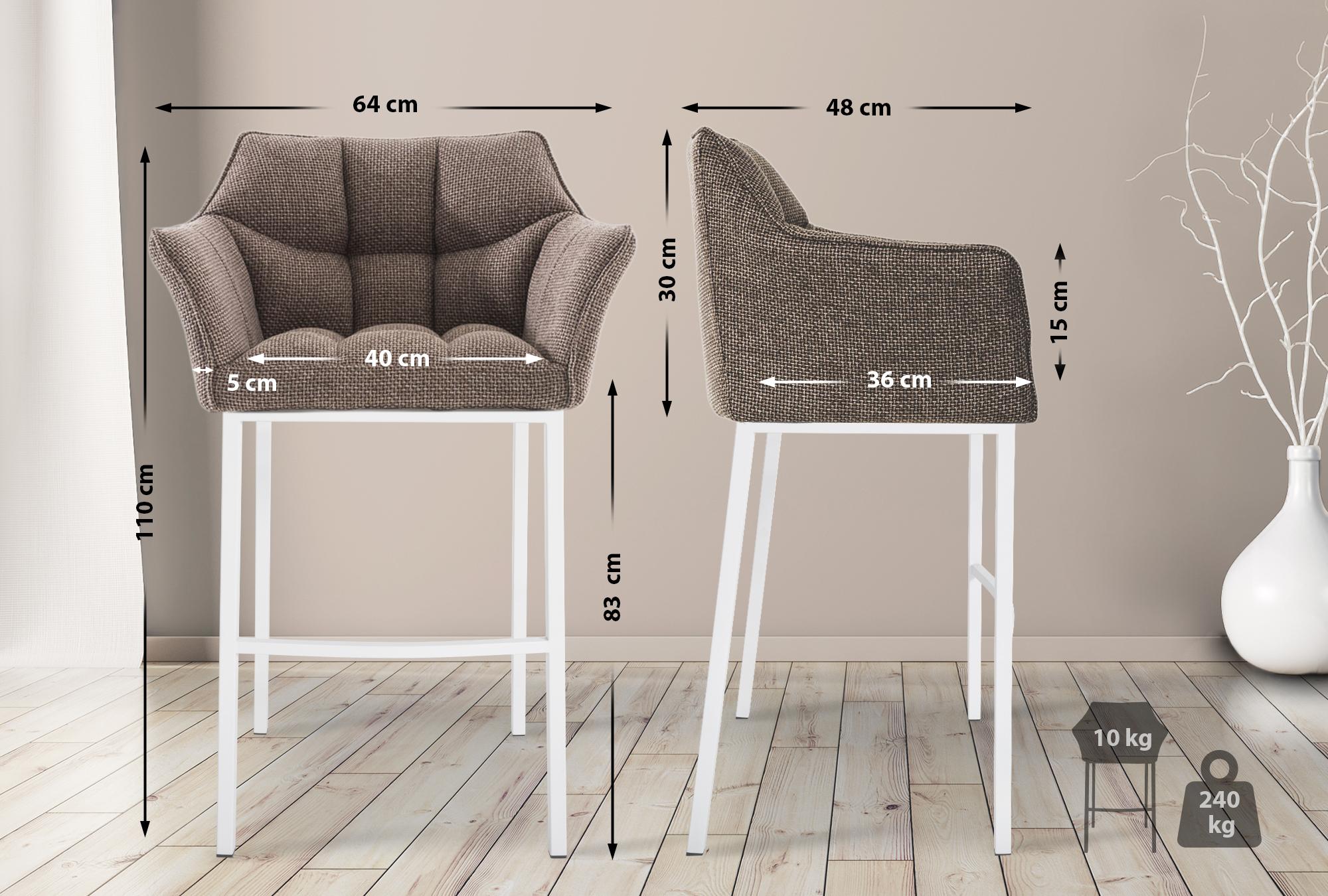 Barkruk Damaso Stof met Vierpootsframe