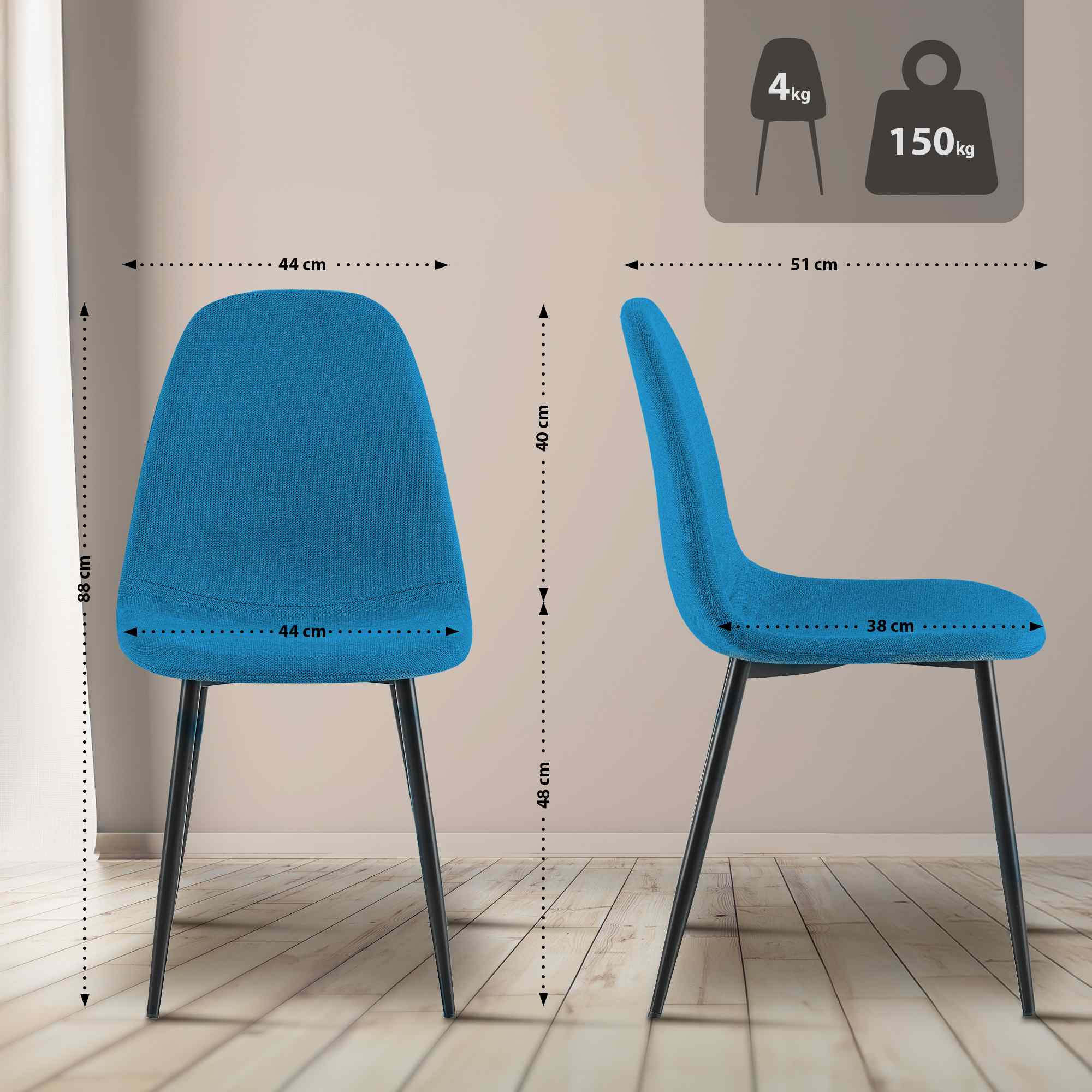 4-delige set eetkamerstoelen Napier