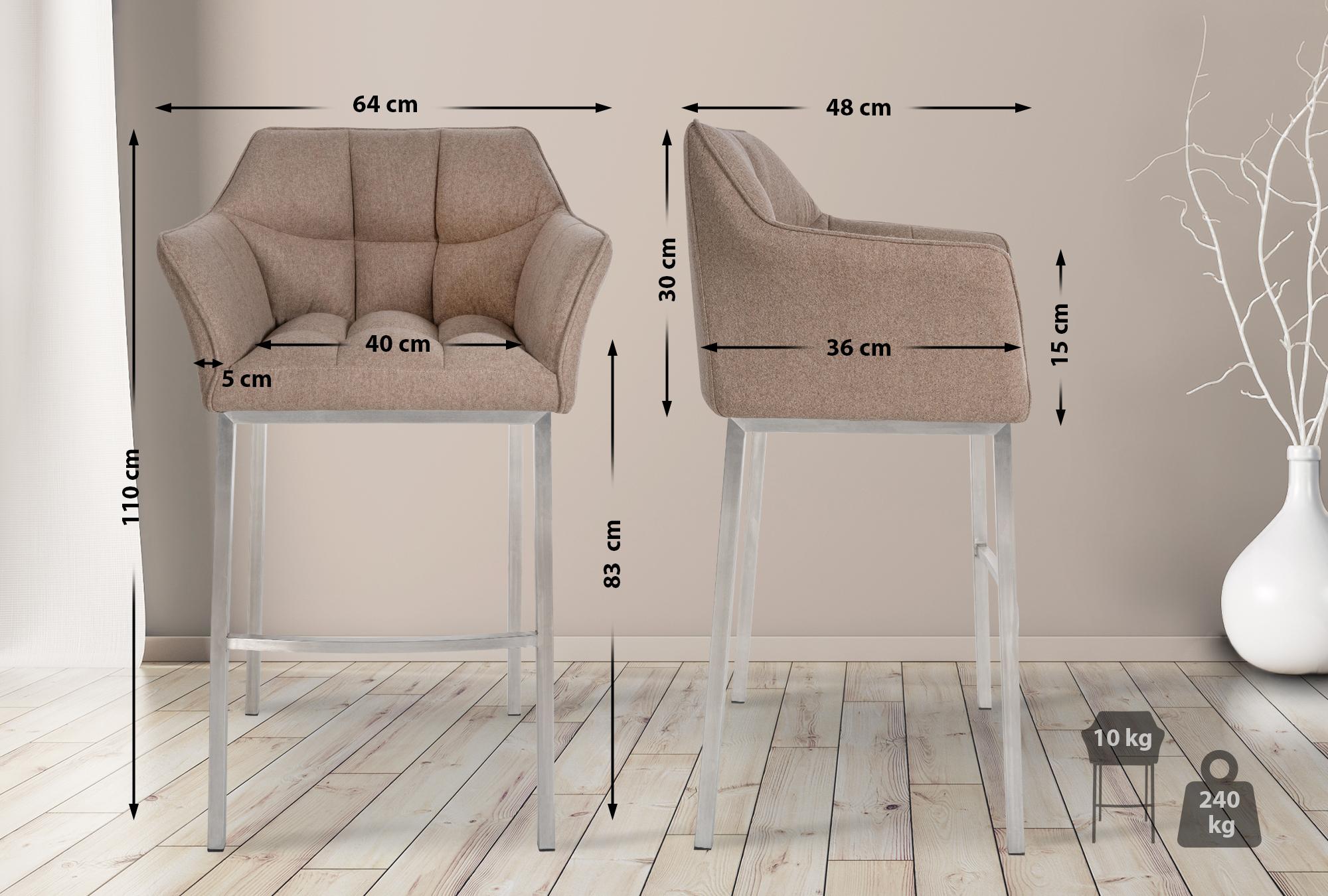 Barkruk Damaso Vilt met Vierpootsframe
