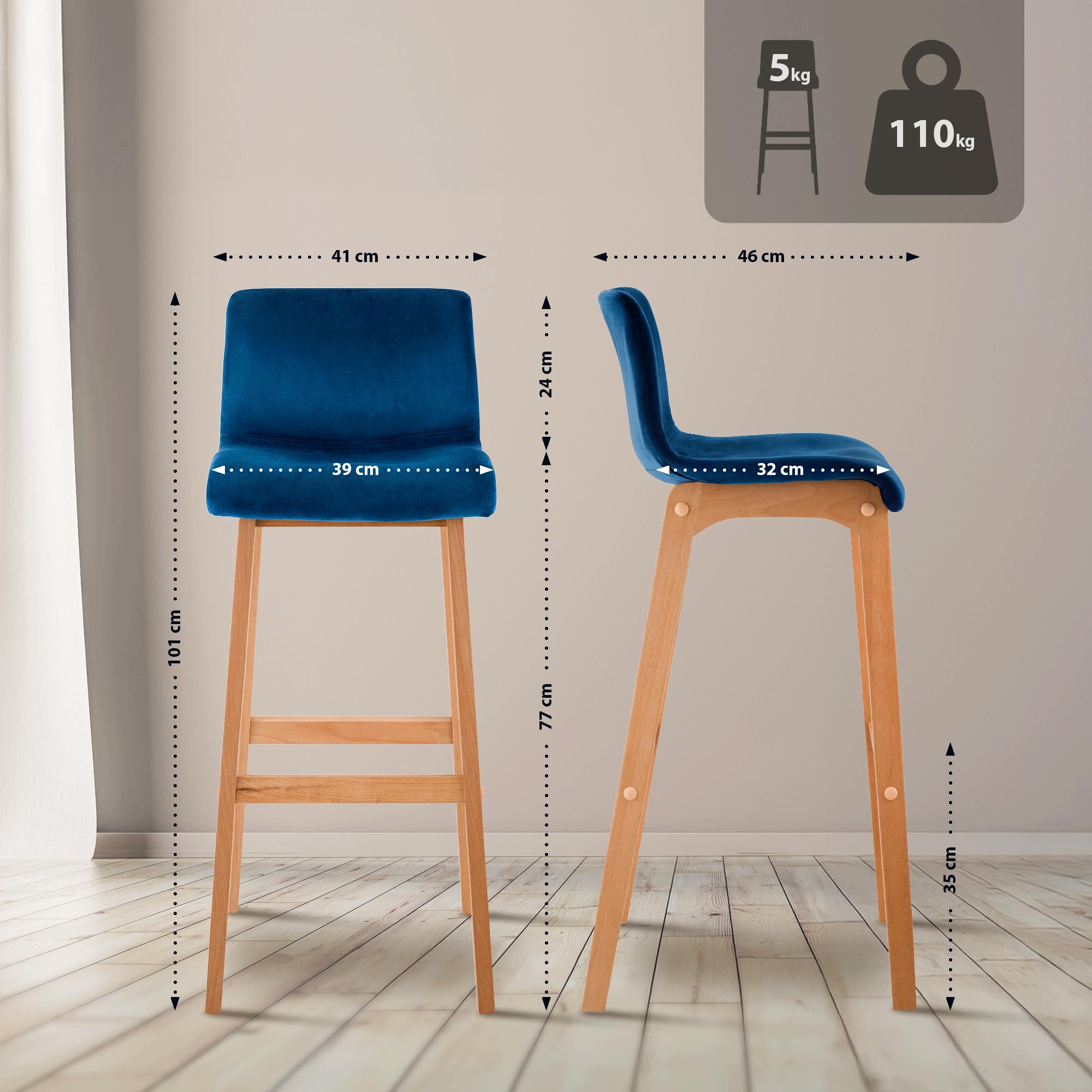 Barkruk Hover Fluweel Vierpoots frame Natura