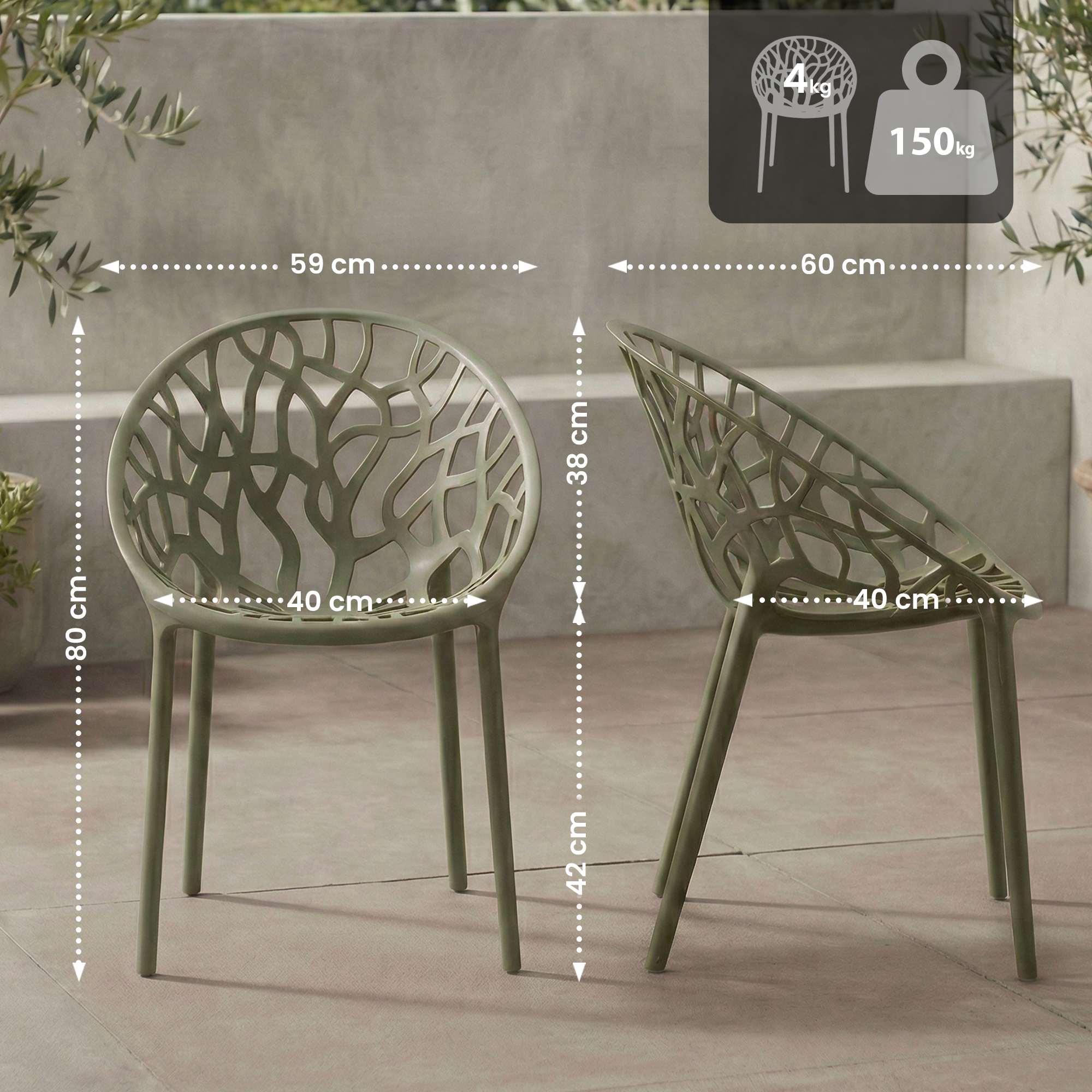 4-delige set tuinstoelen Hope