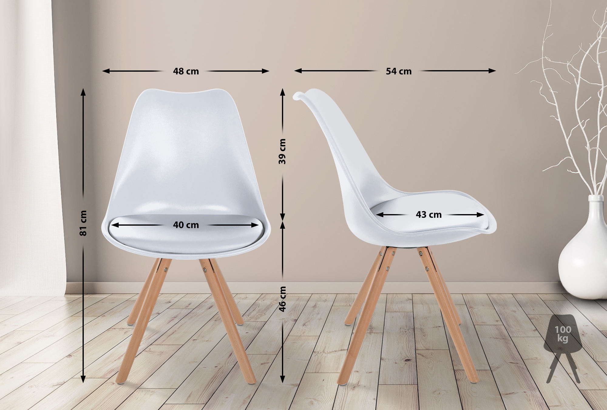 Set van 4 Eetkamerstoelen Sofia Kunststof