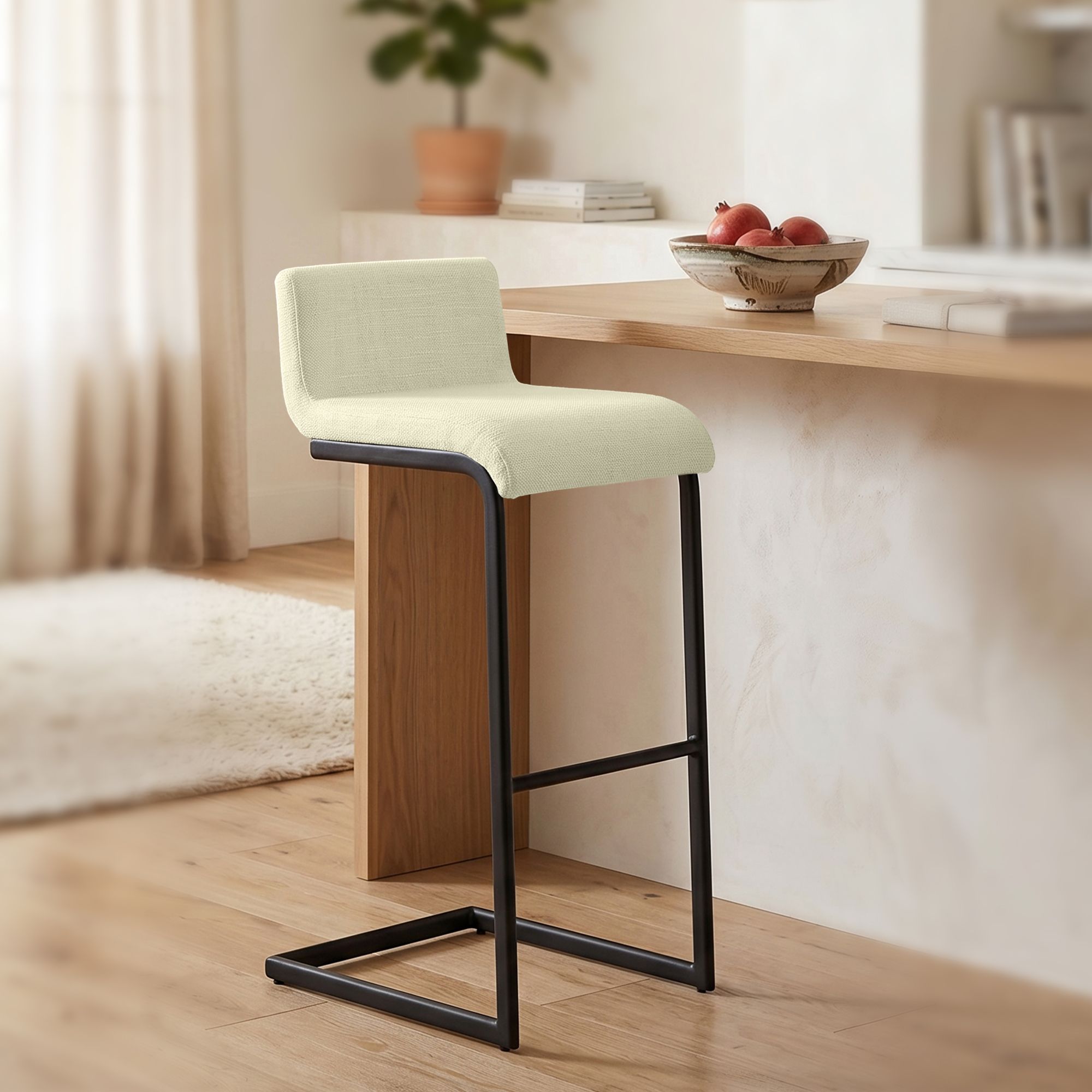 2-delige set barstoelen Newport zwart metalen frame