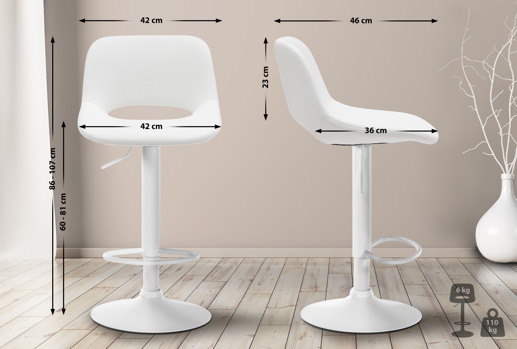 Set van 2 barkrukken Camden kunstleer