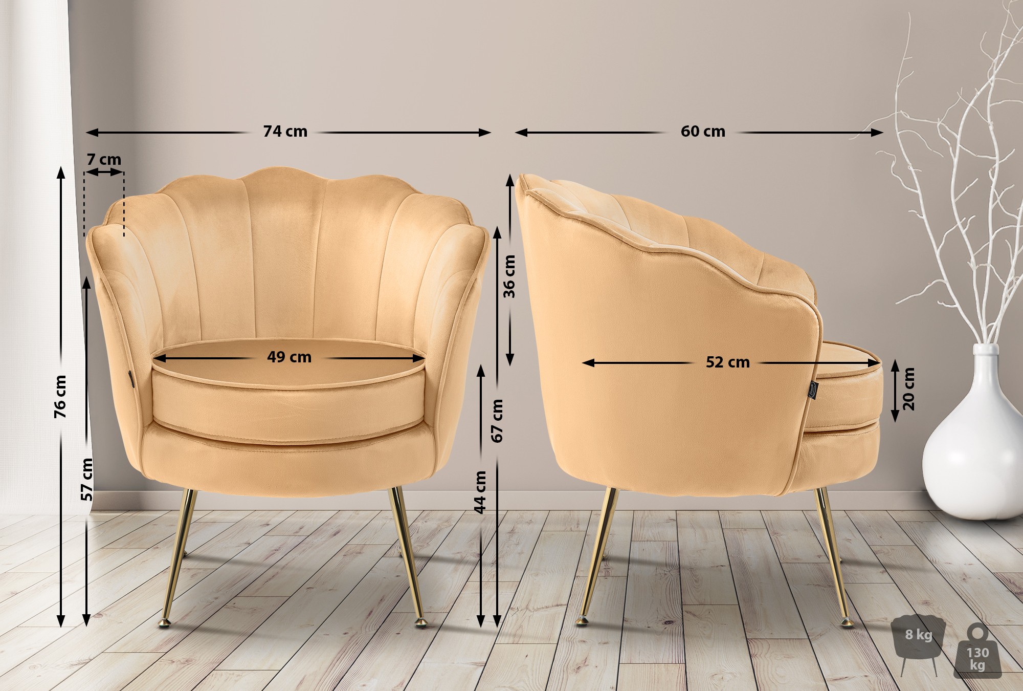 Fauteuil Rosita Fluweel